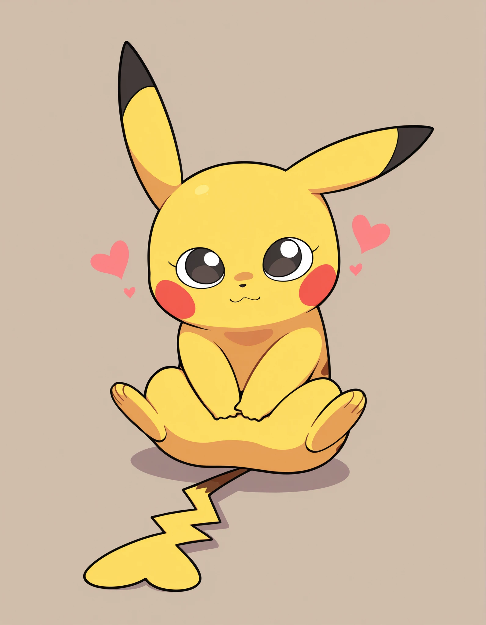 miwako,, masterpiece, best quality, amazing quality, 
1girl, solo, no pupils, toon \(style\), 
pikachu, pokemon \(creature\), heart-shaped tail, animal focus,