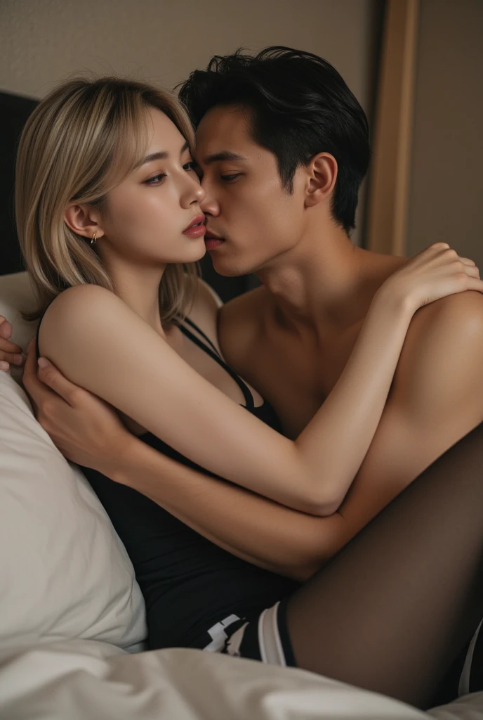 A Chinese woman sits on a man&#39;s lap., , With legs spread out towards another woman, , Seated in front of them. ลิเลียน has long blonde hair, green eyes, And a young woman with a figure."Naked body, pussy, breasts, boobs