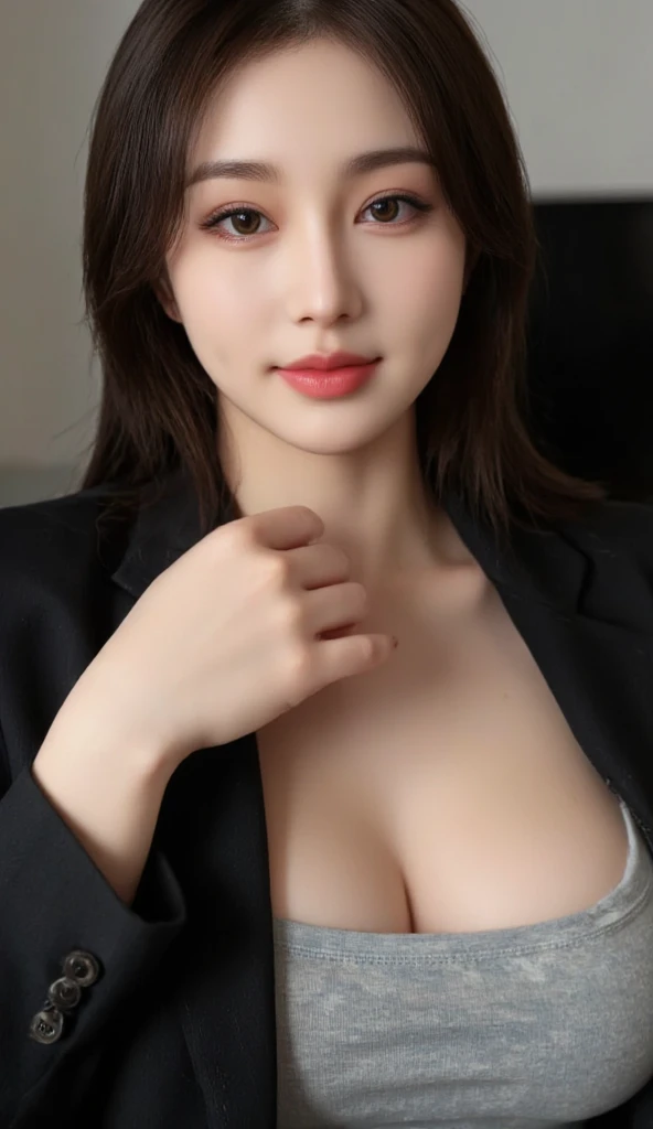 Big breasted beauty、gaunt、office lady、shirt、suit、Titty fuck、(clear lotion:1.2)