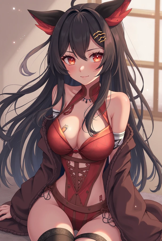 1girl, solo,
<lora:è±ç«:0.8>, sparkle \\\(honkai: star rail\\\), mask, twintails, (black hair:1.1), long hair, smile, choker, bangs, red eyes,
hand in own hair, looking_at_viewer,serious,, white shirt,t-shirt,
halterneck, long sleeves, wide sleeves, breasts, (covered navel:1.3), white leotard, leotard, leotard under clothes, two-sided fabric, spider web,
denin,denim shorts, shorts, skin tight, skindentation, short shorts,
indoors, scenery,
<lora:hyperdetailer_v095:0.6>, <lora:outline:0.35>,, weird atmosphere, (best quality:1.1), (masterpiece:1.2), high quality shadow, beautiful detailed, (high detailed skin, skin details), (wide_landscape, 8k), beautiful face, detailed eyes, depth of field, dramatic light, best quality, highres, best shadow, best illumination,