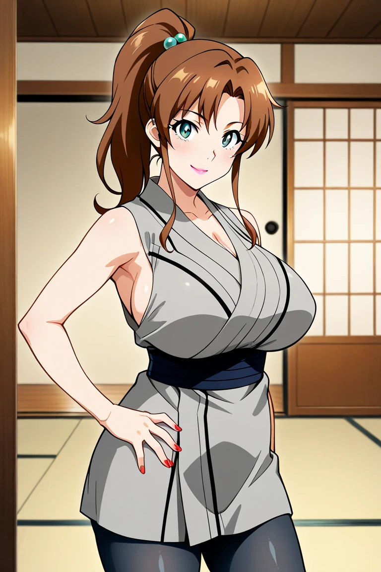 (masterpiece, high quality:1.2), intricate detailed,
MiyukiHara, teacher, mature female, 1girl, seiza, sitting,
looking at viewer, blush, embarrassed,
brown hair, long hair, ponytail, brown eyes,
purple short dress, miniskirt, no shoes,
huge breasts,
east asian room, outdoors, tatami,
<lora:MiyukiHara:0.9>