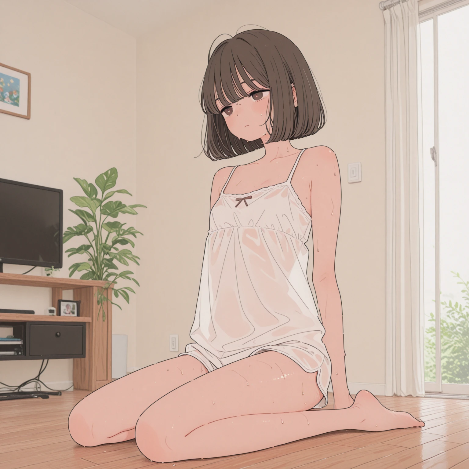 <lora:Reference Poses - IL V1:1> r3ference, 1girl, wireframe, white background, faceless female, , sitting, couch, solo, loose clothes, shorts, t-shirt, stretching, dutch angle, legs, (masterpiece:1.4), (best quality:1.4), extremely detailed, highres, official art