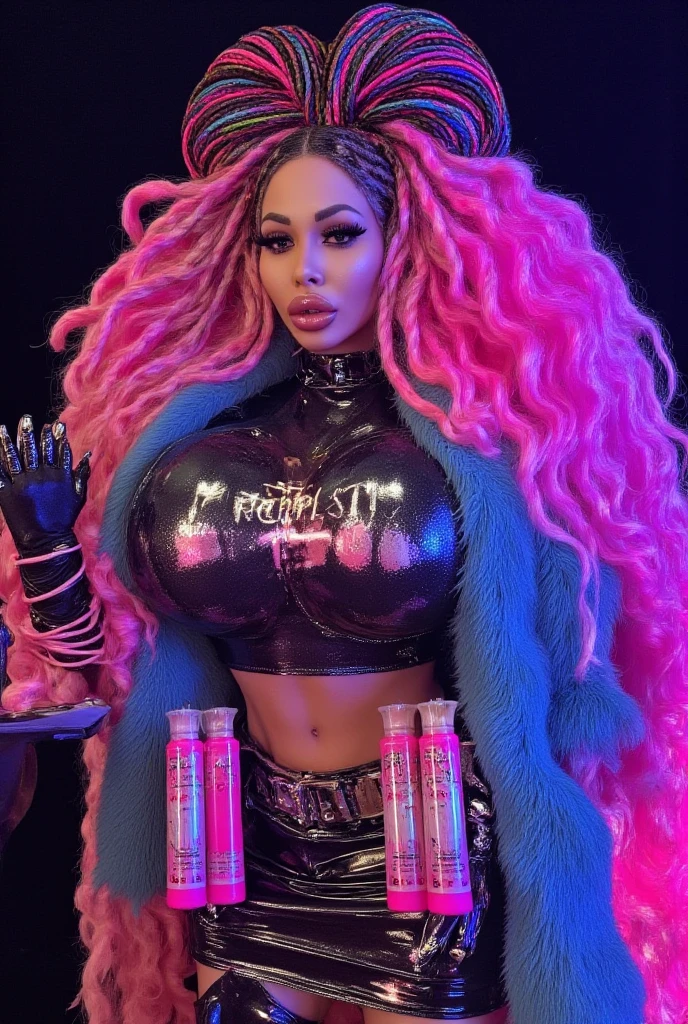 ((((Big breasts expansion+++++++++++, big ass++++++++++++++++, big boobs++++++++++)))), (((((pert ass+++++++, big boobs+++++++, big lips bimbo+++++++++, huge ass expansion+++++))))), ((((pink hair++++++, cyan eyes++++++, detailed eyes++++++, balanced eye color+++++)))), (((sweating intensely++++++, perspiration++++++))) , (((character alone in the scene++++++ , full body++++))), (((art with better contrast++++, art with better sharpness++++, art with better shading++++, art with better resolution++++, advanced art rich in details++++ ))), ((Smiling woman++++, woman with smooth skin++++, beautiful woman++++, naughty teen++++, hot woman++++, erotic art++++++))), ((best quality++++, masterpiece++++, full HD++++, best clarity++++, high quality image++++))))), (((sexy woman++++, standing++++, lascivious appearance++++, clothes squeezing thighs++++, clothes squeezing breasts++++++, bimbo body++++, big breasts++++++, round breasts++++++, thighs plump+++++++, sexy body++++, slim waist++++, big ass++++++, round buttocks++++))).
