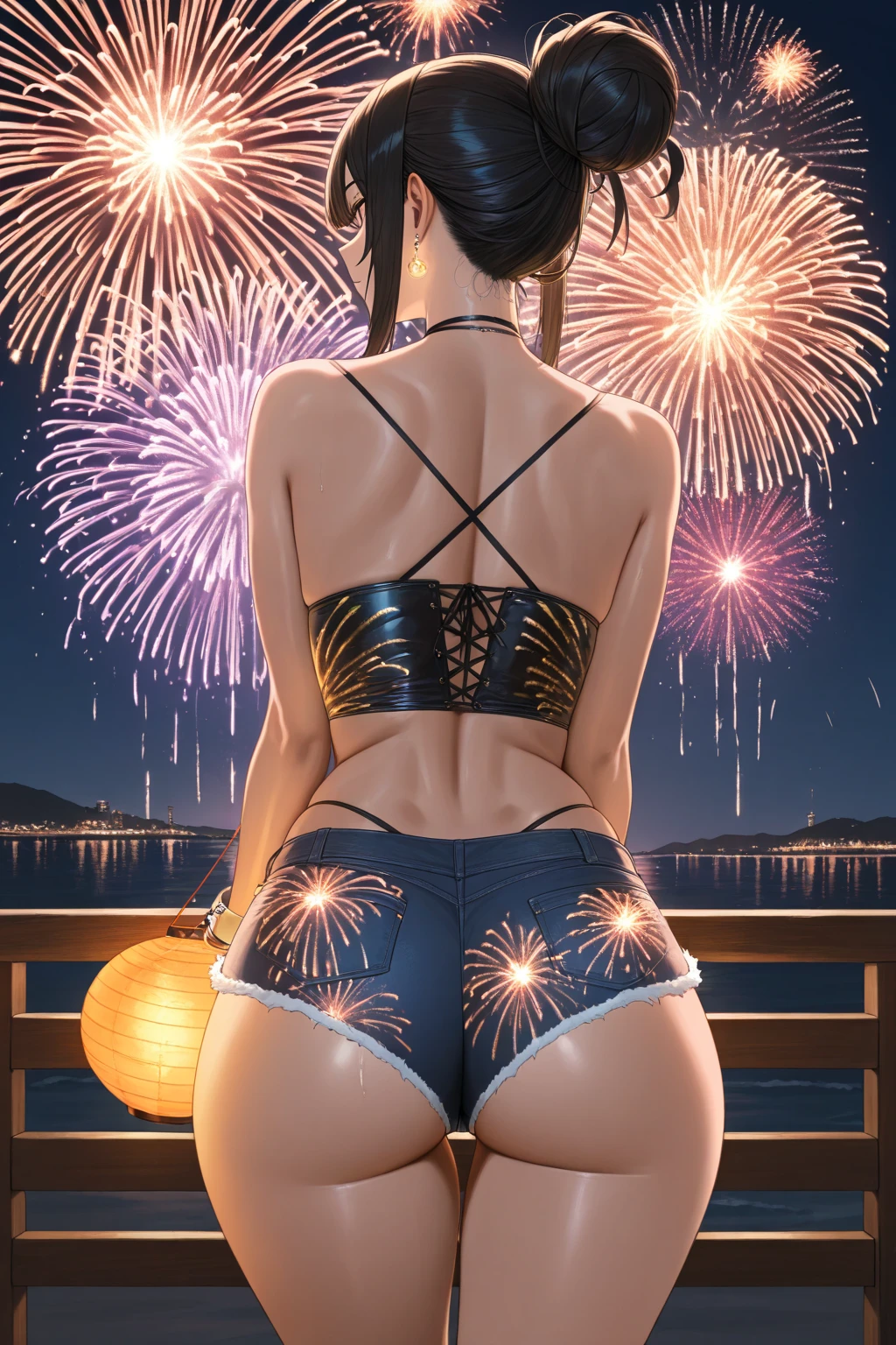 Hinata Hyuga, roupas brancas, new years eve, muito linda, Detailed Lips, olhos lindos, extremamente linda, sexy, noite de new years eve, ano novo, virada de ano, Fireworks background, drawing in the sky 2024, bunda grande, pernas grossas, Fitness, passagem de ano.
