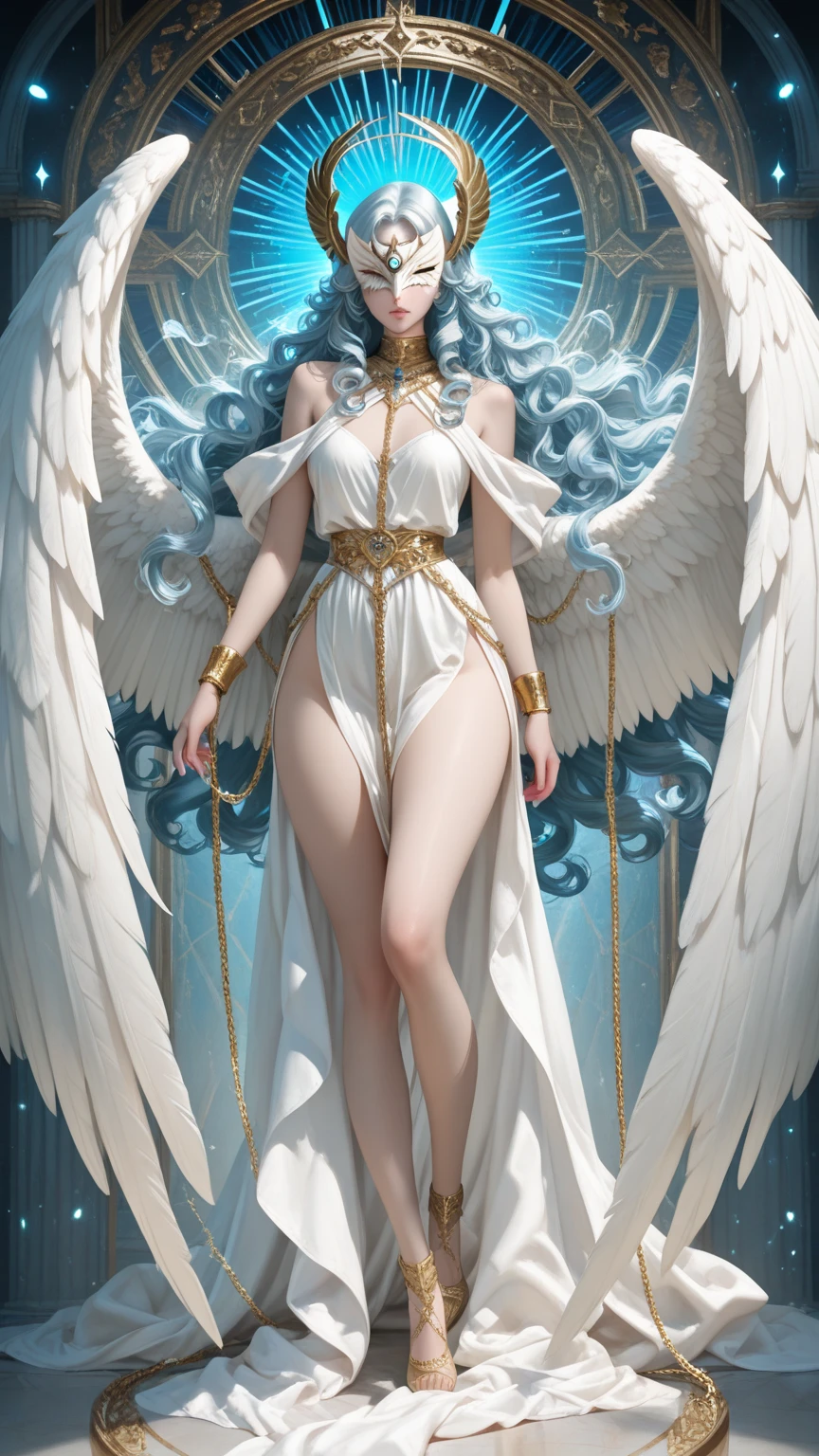 score_9, score_6_up, source_anime, [source_anthro], rating_safe, [rating_explicit], (solo), front view, looking to viewer, (wearing slave collar, wearing slave top and bottom, dressed, clothing),

(1girl), adult, (female, angel girl), (age 21), (white angel wings, short hair), (tall height, slim body, athletic body, medium breasts), ((sapphire blue eyes)), 
standing, (full body portrait), (detailed eyes, detailed body),
(red carpet, circle arena), (slave market background:1.2)