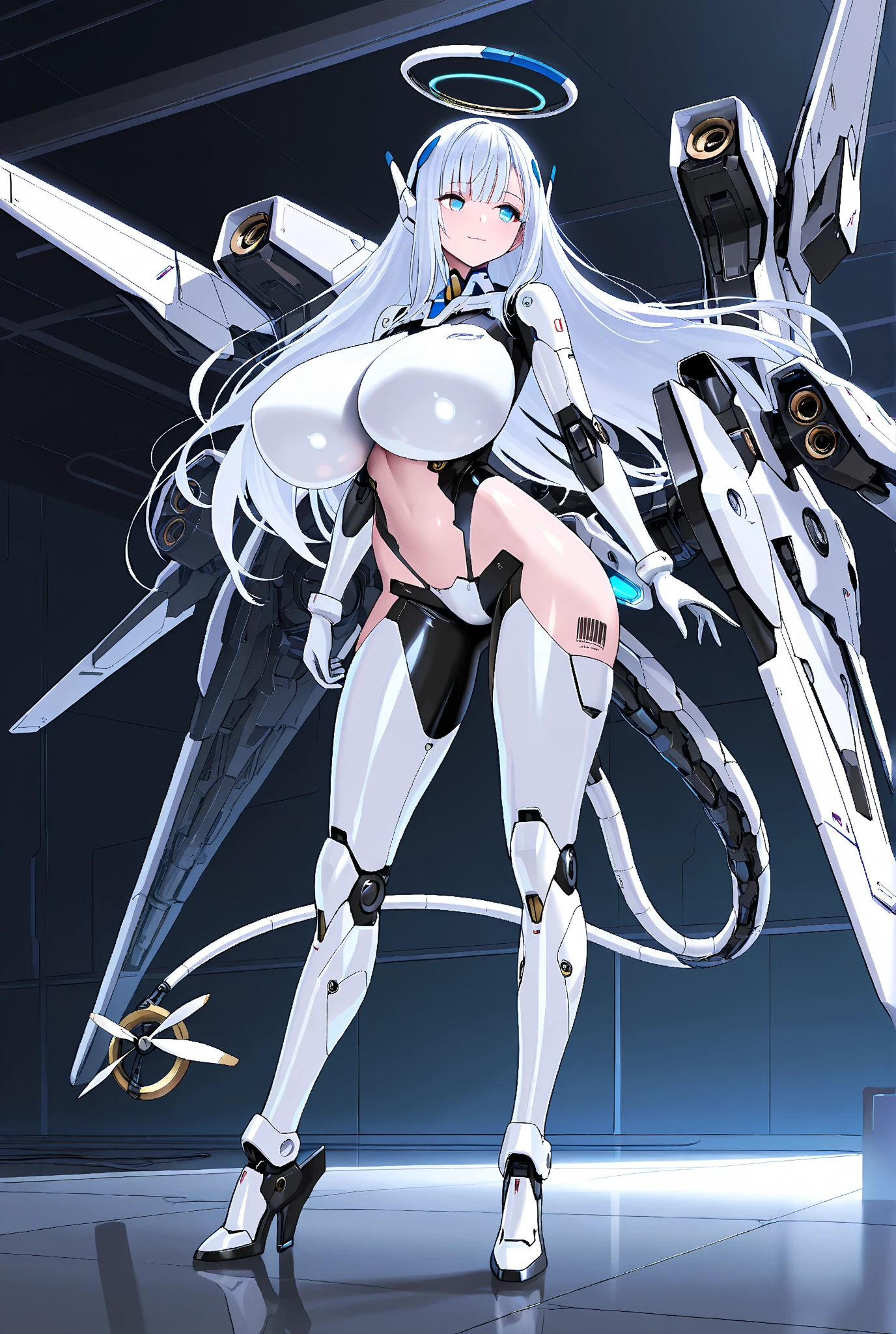 ((Masterpiece Quality)),(Beautiful animated graphics ),(Character Design), HQ High Resolution,studio shot,Extremely detailed,Super cute cute moe in anime,(Character Design),((girl with)),((The upper part of the body_Body)), ((Dynamic angles)), Based on the following visual characteristics、Generate high-quality full-body images of Nurse Warrior Akira. The background should be white.  Wearing a white nurse uniform. Possessed by alien life forms that form powerful exoskeletons. The upper body is raised like a soccer shoulder pad, Large red spines grow from it. The exoskeleton is rounded, milky white, Crustacean-like spines grow on the shoulders, Chest, and Waist, Covering Akira's entire body. Muscles are strengthened、bulging veins are visible, Red vein-like pattern covering the whole body. Exoskeletons are exposed in specific areas, Make an intense impression. Even though I'm a woman, Her appearance became muscular, And her skin is silver. Characteristics of women are、Noticeably developed for the purpose of breeding alien life forms. Akira has two long antennae growing from his head, With glowing green eyes. Her hair resembles a scorpion's tail, A thick, Sharp needle at the tip. Her mouth was open and、Teeth are exposed, And her facial expression is emotionless due to the possession of alien life forms.