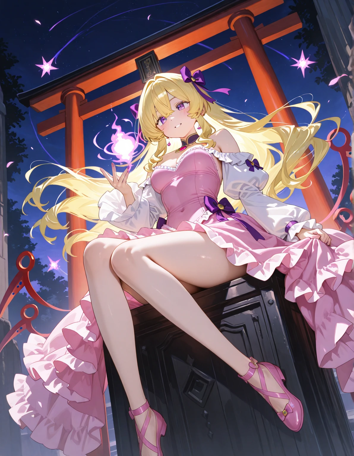 whole body, Shot from random angles, Chinese Beauty, Random Scenes, group photo, elegant, dignified, Slim, Slim waist, curls, Period clothing, Hanfu, Tang Suit, Off-shoulder, Chinese, Floral, pattern, High waist, Beautiful belt, warm light, Warm colors slender legs, night, moonlight, Sitting on the swing, swing, warm light, Warm colors, Dynamic poses, elegant posture, blond, Striped hair, Hair accessories, Heart-shaped pupil, cosmetic, A faint smile, Shy, Licking lips, Social realism, Chiaroscuro, Motion Blur, comfort, Sony FE GM, Ultra HD, masterpiece, Textured Skin, Super Detail, Best quality