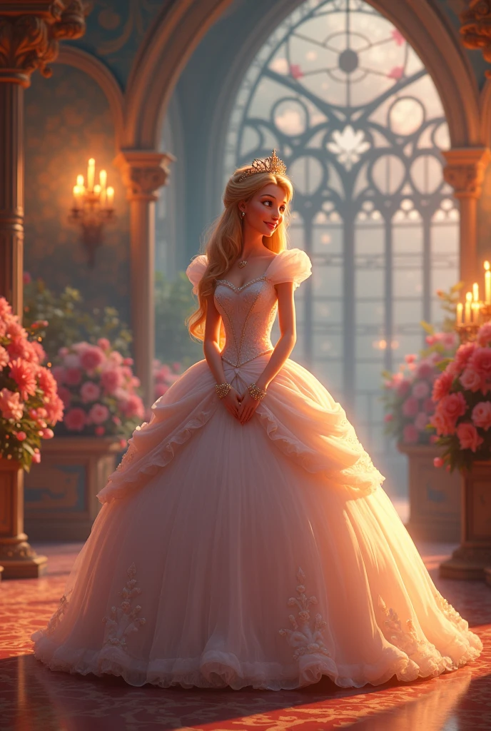 Bride in a very low-cut dress showing her huge breasts outside the church