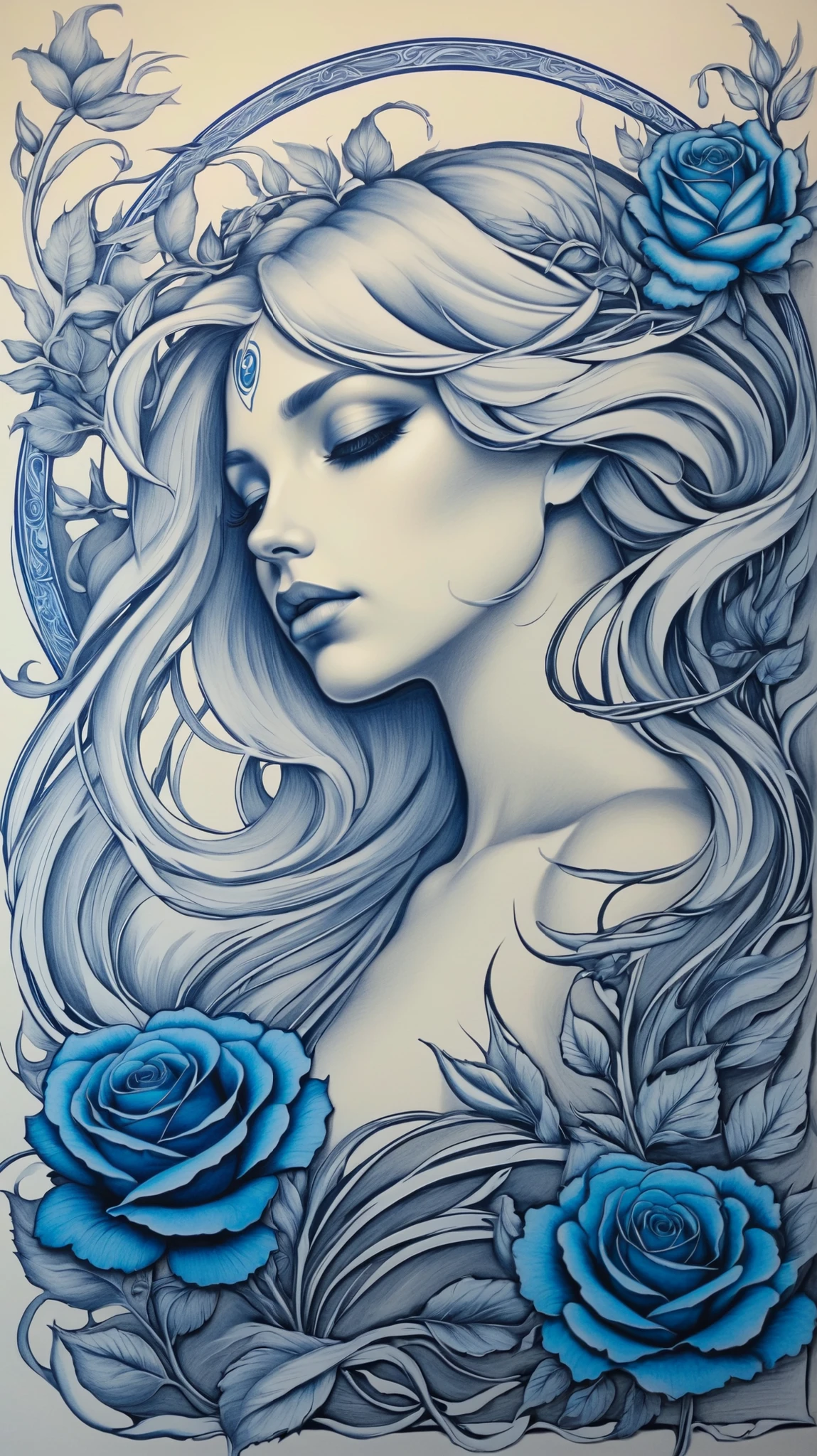 Un dessin dans le style comics pour un tatouage. Un ange masculin. Les yeux bandés, les habits déchirés, chassé du Paradis, l'air abattu, les aimes abîmées.