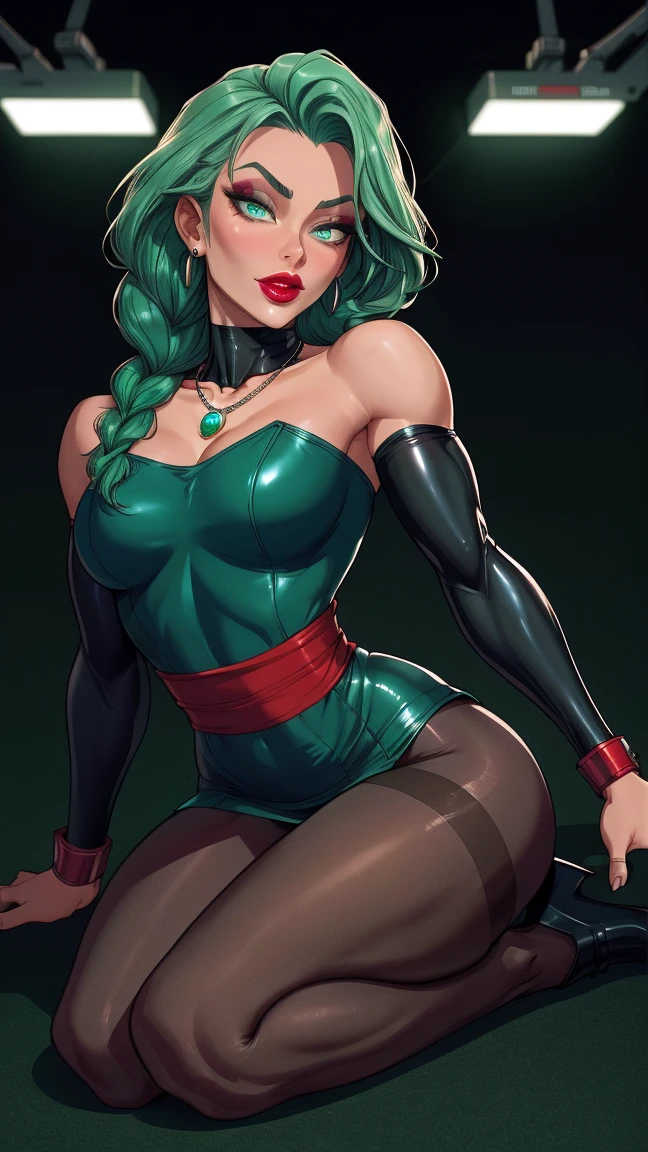 um close de uma mulher com cabelo verde e vestido preto, artegerm e Rossdraws, estilo artegerm, artegerm extremamente detalhado, artegerm lau, personagem dnd de garota goblin, tom de pele verde,"garota monstro",Green female goblin,in the estilo artegerm, estilo artegerm, Krenz Cushart e Artegerm, modelo uniforme | artegerm, inspirado em rossdraws