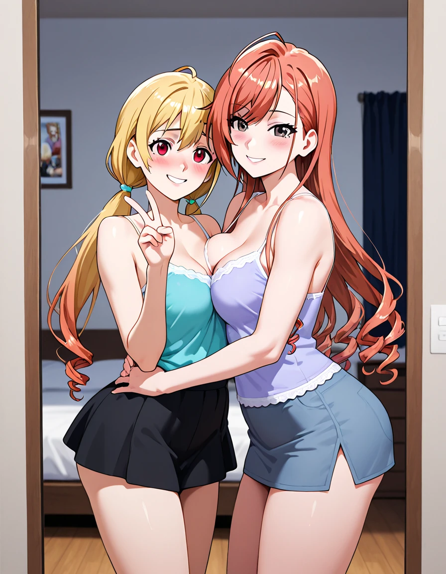 Your two headed obese but with a sexy face blonde pigtails redneck much younger girlfriend’s looking away from much more attractive red haired futa conjoined mommy jerking the huge hairy cock the conjoined older and much younger heads share while her two girlfriends catch her jerking her uncircumcised penis in a big bed during a sleepover. the mommy head is trying to jerk off discreetly but is embarrassed to notice that her younger head’s girlfriends are watching her as she shoots white cum from her hairy cock. The younger second head is embarrassed as all her friends now know she has a penis. The two headed woman’s busty friend has clearly never seen a hairy uncircumcised penis before and is clearly intimidated by her size 