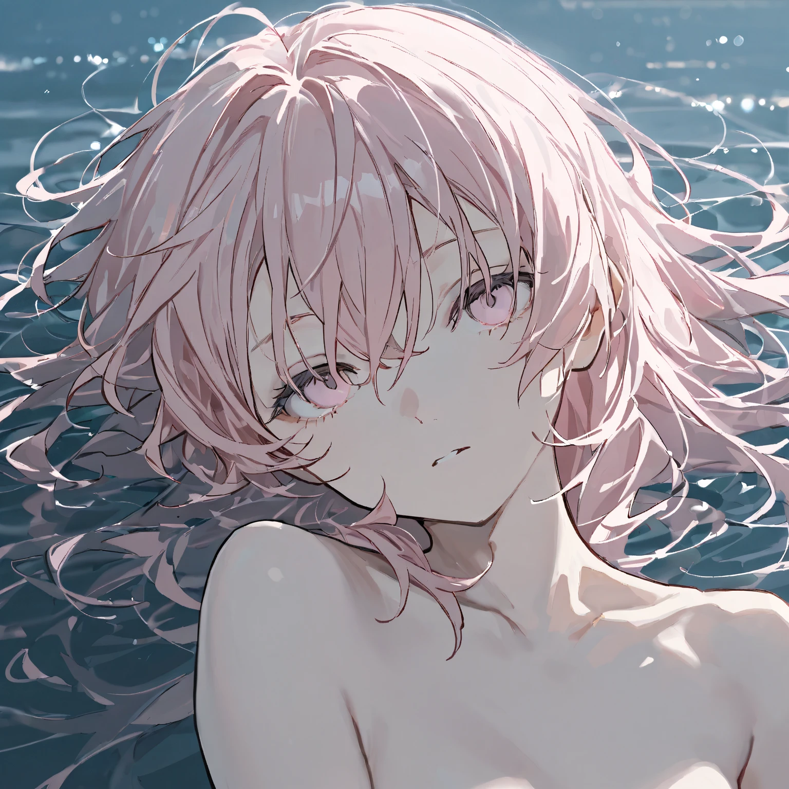 (That's horrible:1.3) Close photo, Cherry Nobody SD15, (Beautiful Face:1.1), (25 years:1.5), Fine grain, Dynamic pose, (Big eyes:1.0), (Toned body:1.1), (Long Wavy Hair:1.2), naked, Pink nipples、wear (Swimwear:1.1), Sandy Beach, (primary color:1.3)、(highest quality、masterpiece、High resolution、detailed)animeスタイル、flat style、(Shining Eyes、detailedBeautiful Face), BREAK,1 girl、anime