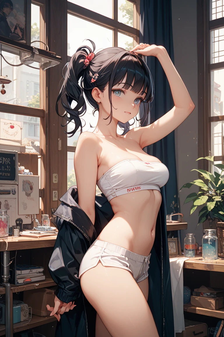 Nipples、tits、Athletics、Sports Bra、stockings、Open your legs while crouching、Perfect body