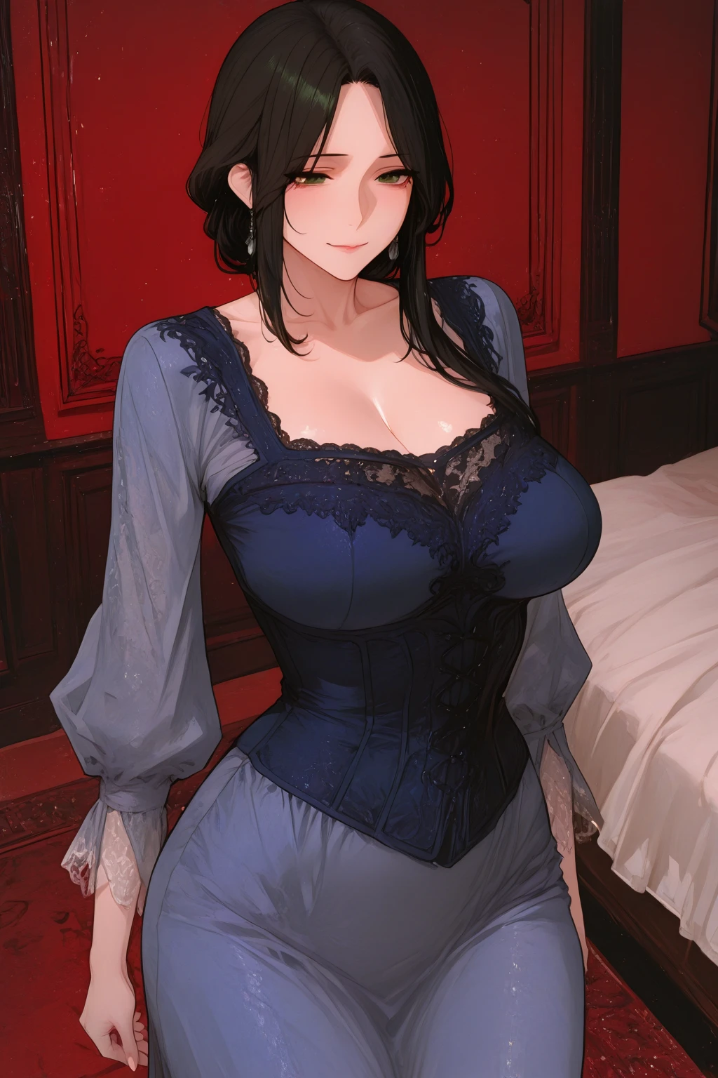 (masterpiece、top-quality、hight resolution、Unity 8k Wallpaper、extremely details CG:1), A wealthy, gentle widow is depicted in a cozy, elegant room. She is dressed in high-quality, understated clothing that subtly hints at her wealth. Her demeanor is calm and composed, with a soft, warm smile on her face. She creates a seduction scene in which she gives the protagonist his first taste of sex. She says, "Let's have good sex." The secret scene takes place in a private room. nsfw