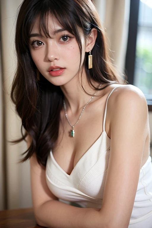 (masutepiece:1.3), (8K, Photorealistic, Raw photo, Best Quality: 1.4),(Japan Woman)), super model,A 23-year-old girl,,sexyposture,perfect your figure,Looking at the camera,Huge breasts,very big boobs,Bob Head,Brown hair, Blue Pupils, earrings,Necklace, A smile,natta,nighttime scene,natta,Farbe々Hairstyle,Lots of women、fullmoon、Farbe々Hairstyle、tokyo streets. Night、Night view of Tokyo Tower seen from a hotel room on a high floor
