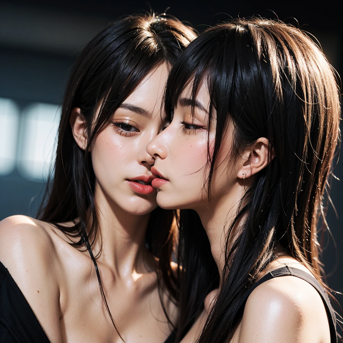 two girls are deeply in love with each other, kiss, decadence