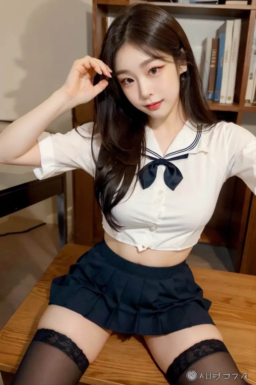 highest quality、17 years old、high school girl 、very cute、((Large Breasts))、((Cute Woman))、(Ecstasy face)、Long brown hair with bangs、Long legs、 Perfect balance、Slim woman、(Increase the resolution)、(8k)、(Very detailed)、(Beautiful big eyes)、Droopy eyes、Earrings、necklace、(highest quality)、(Very detailed)、(masterpiece)、(wallpaper)、(Detailed face)、((white short sleeve sailor uniform:1.3))、Very short white sailor suit、(Navy Pleated Mini Skirt:1.5)、((Perfect Anatomy))、Perfect limbs、Perfect Fingers、((very slim thin thighs))、(Very thin legs)、((barefoot))、(Spread your legs wide:1.3)、(Lift your legs:1.3)、(Navy Pleated Mini Skirtが捲れ上がった:1.5)、(Angle from below)、((White panties exposed:1.5))、In the toilet、