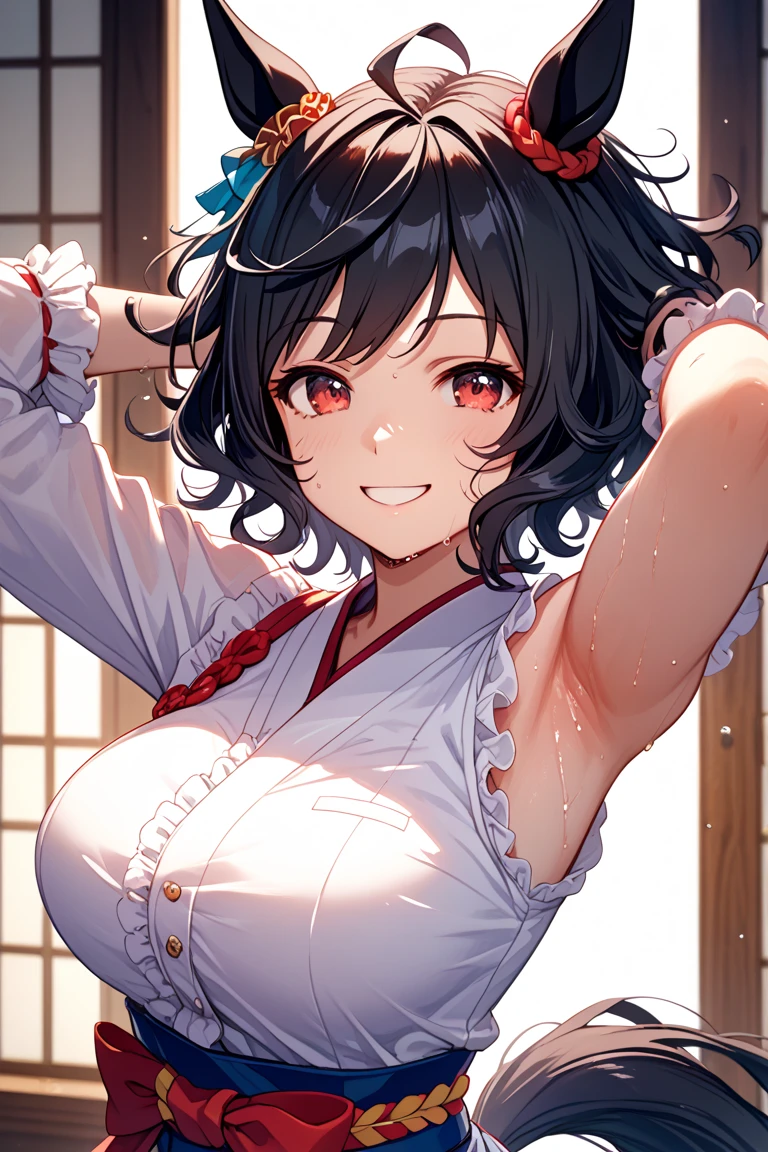 1 girl, Bblack hair, Eyes red, fire witch, bloodstains, Light particles, lightrays, wall-paper, hight contrast, colorfully,