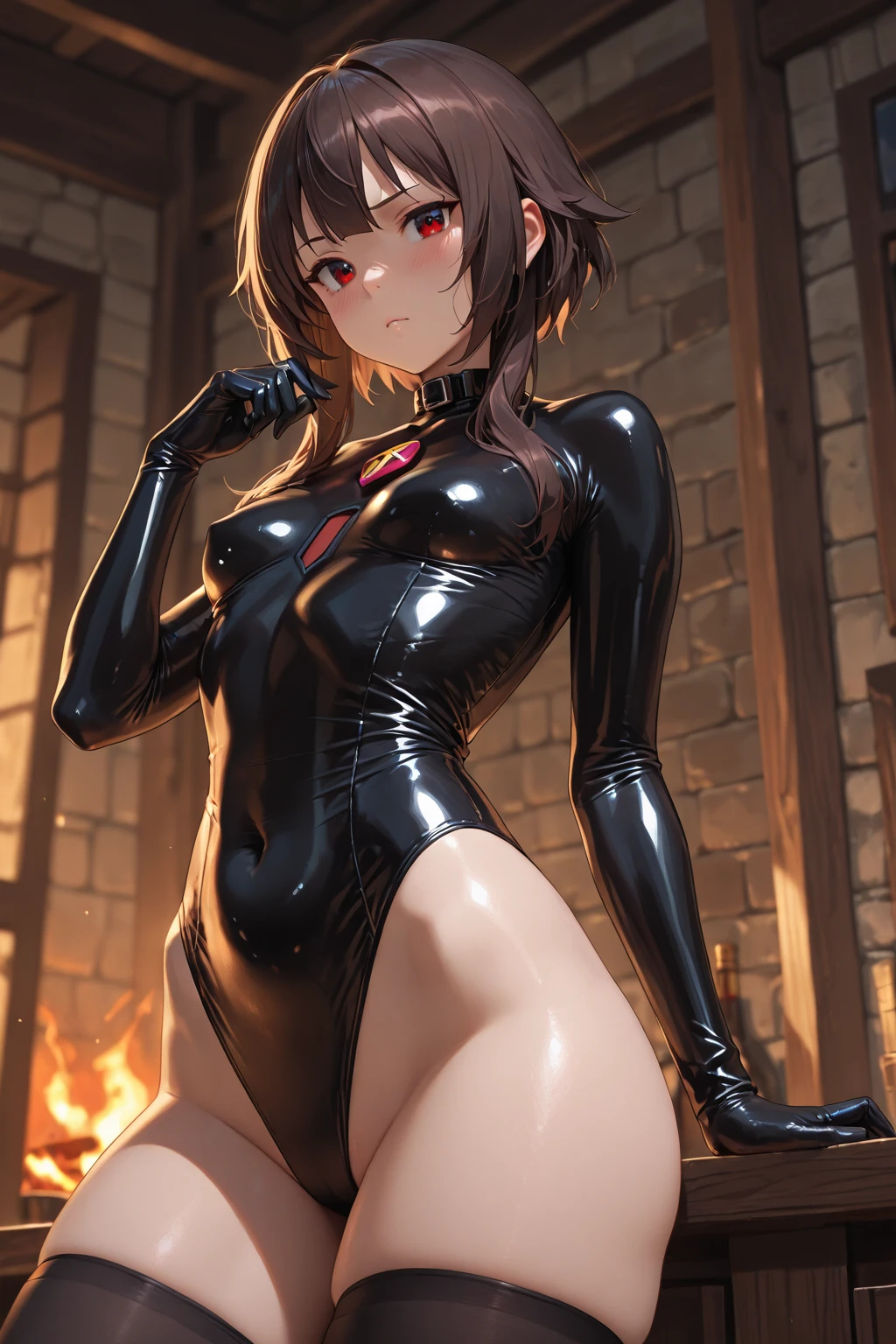 masterpiece, Highest quality, High resolution, One girl, alone,ponytail, Long Hair、Brown Hair, Brown eyes,Jail、((Exorcist Ninja))、(Snow Wind)