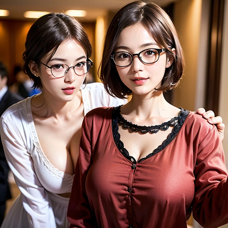 Realistic, fujifilm x-7, bokeh, ultrahigh definition, 8K, 1woman,solo potrait, single, 35 years old, casual elegant, thick body, thick thight, medium breast,wearing glasses, exposed tatoo, tatoo on body