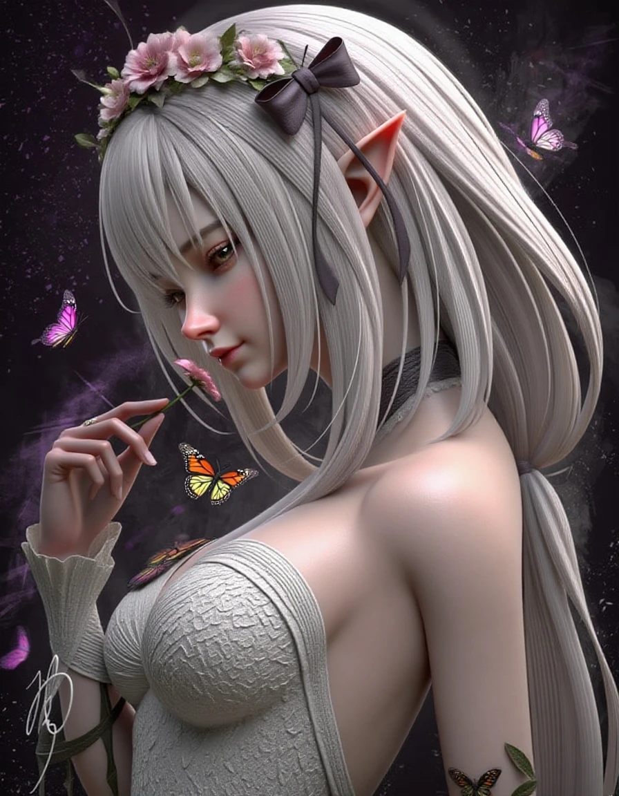 cute strange beast with a multicolored body, adorned with delicate, shimmering wings, that looks like a cross between a butterfly and a flower, 8k, high quilty, realistic, beautiful realistic, Cool details, raw photo, Light and cool lighting, photo realistic, Cel shaded, Gel lighting, ultra details, 3d realistic