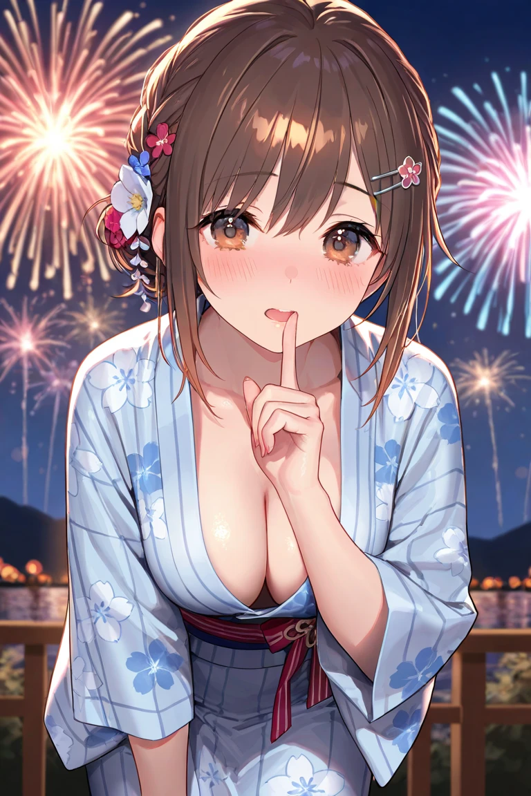 (Very detailed,High resolution,masterpiece:1.2）Japanese、Night view, Starry Sky、milky way、七夕の竹飾り Light brown hair. Big fireworks、The yukata is open(Highest quality:1.2), 20～40-year-old woman、Small breasts、Very detailedな, High resolution, masterpiece:1,2, Vivid and colorful,, Professional Lighting, Physically Based Rendering, Flat Color:0.8, Detailed illustrations, realism:1.37, Makoto Shinkai style, Your name style, Light brown hair, Elegant update,ponytail, Hairstyles such as chignon, Laugh together, Dynamic pose, Selfie, Full body older sister、。naked、Show off your full breasts, Areola、Nipples、I love you 、Bitch、Obscene、Small breasts、Pubic hair is visible、Genitals are visible、The whole body is visible、Anime Drawings、figure。The whole body is visible、All naked、There are many children