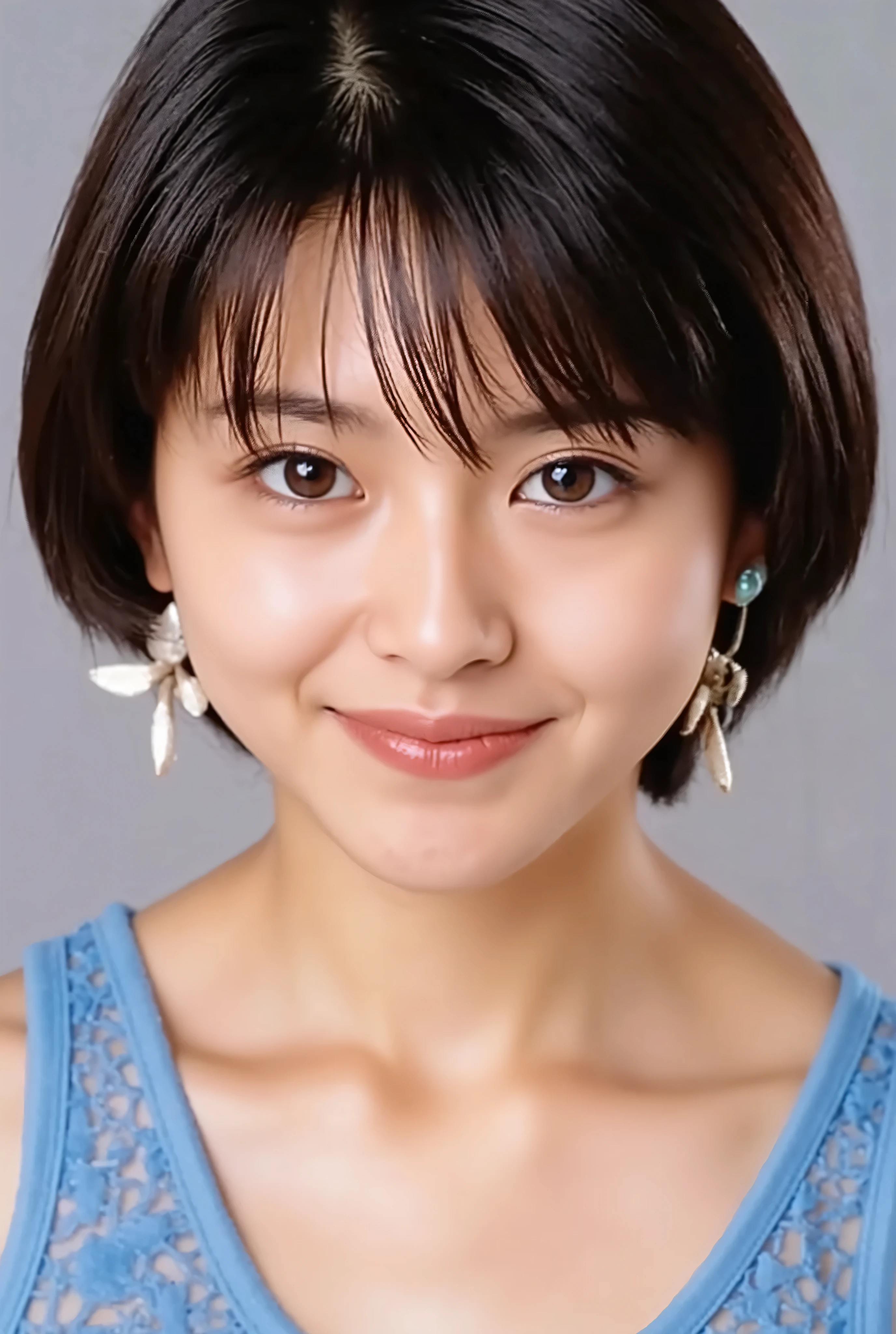 nsfw, (sex:1.3)、girls,blonde's inner color、 dark brown hair 、Smile Yang、beautiful, big breasts元、 Big Breasts That Are About to Break 、big breasts、Nipples、Nipplesポット、(blue lace see-through erotic bra、)、8k、Photogenic, (raw photos, Highest Quality), (reality, reality的な:1.4), beautiful details, beautiful lip details, highly detailed eyes and face spreading pussy , BREAK IS PERFECT ANATOMY, CRYSTAL SKIN, Wake Up, Capture the light、gray background