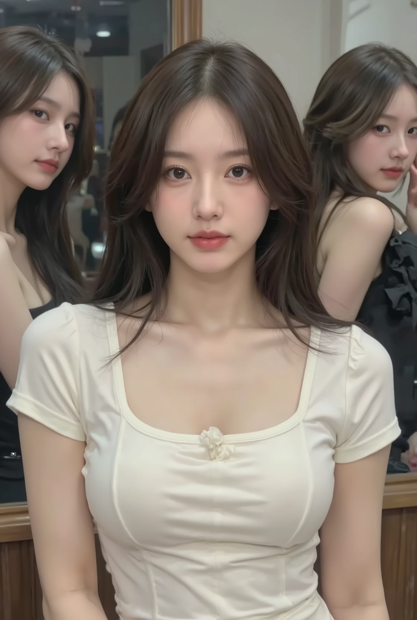 1 person、Masterpiece、beautiful woman、tight white t-shirt、body lines are visible、 decorations stand out、attractive expression、smooth skin、big breasts、valley、Delicate Faces、modest smile、Elegant pose、Graceful Behavior、sophisticated background、soft lighting、delicate texture、delicate details、Precise Rendering、Exquisite oil painting、realistic texture、Realistic、professional、4K、high resolution、Masterpiece、super definition、Realistic、like the picture、HDR、studio lighting、Extreme Details、professionalフェッショナル、Cat with Wings、Bokeh