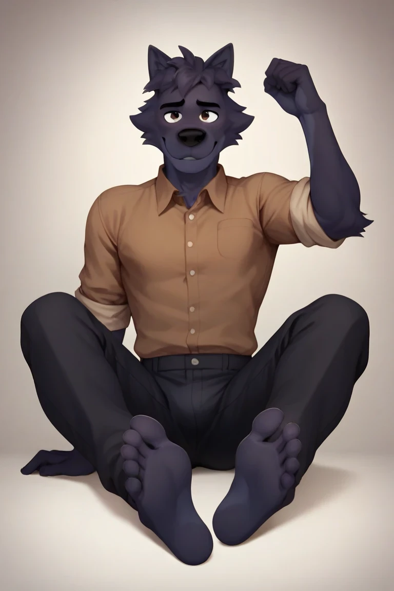 score_9, score_8_up, score_7_up, score_6_up, score_5_up, score_4_up, disembodied head
Lupin(character), dog, black fur, brown eyes, Male, anthro,furry,Anthro Male, furry male,collared shirt,brown shirt,black pants,sleeves rolled up,pants rolled up,footpose, barefoot, male feet, sitting, soles, toes, foot focus, solo,zPDXL