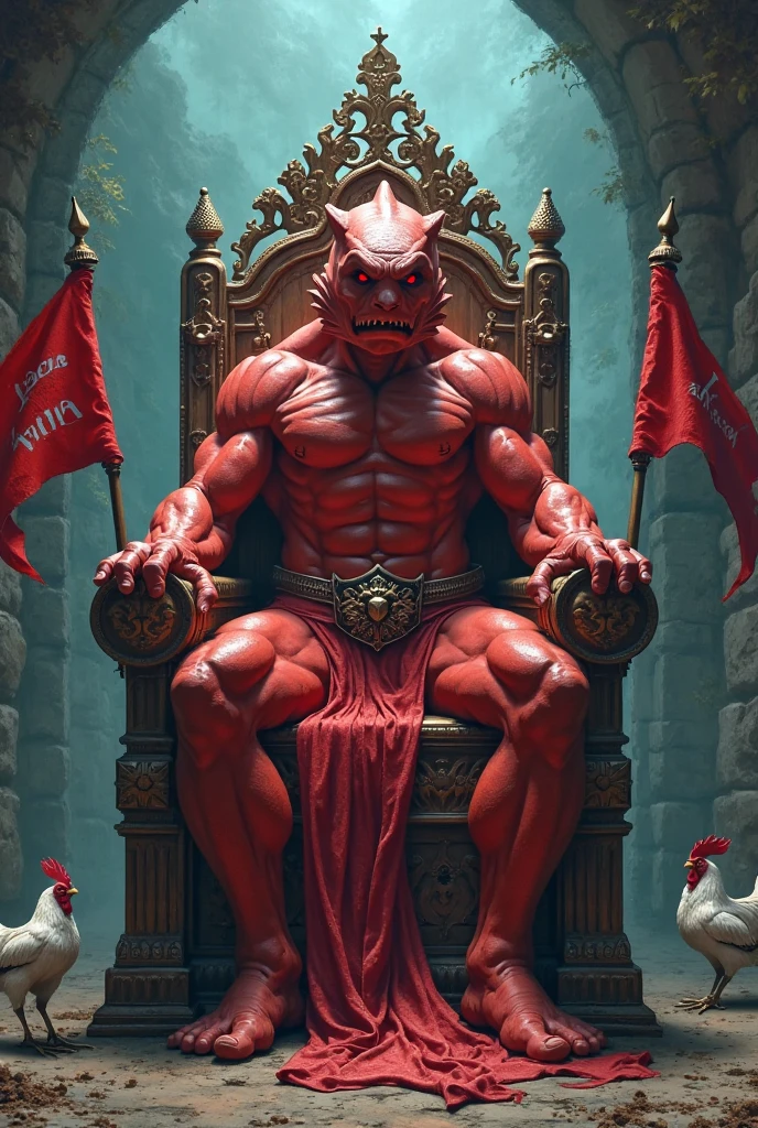 satan on his ruling throne, red skin, chubby, hairy, high resolution, ultra-detailed, sharp focus, intricate details, detailed eyes, symmetrical eyes, expressive eyes, clear pupils, vibrant eyes, focused gaze , king's expression is intimidating with a sense of authority, solo, masterpiece, best quality, chubby, red skin, male, mature, manly, nipples, photorealistic, 8k, (wide dynamic range, hdr:1.2) ocean, boat, sunset, sitting, (night:1.2), light, wide shot, looking at viewer, pose, penis, testicles, completely nude, full body, spread legs, shadow, very short hair, open mouth, smirk, leaning back, hell, very short fur, arm up, feet,