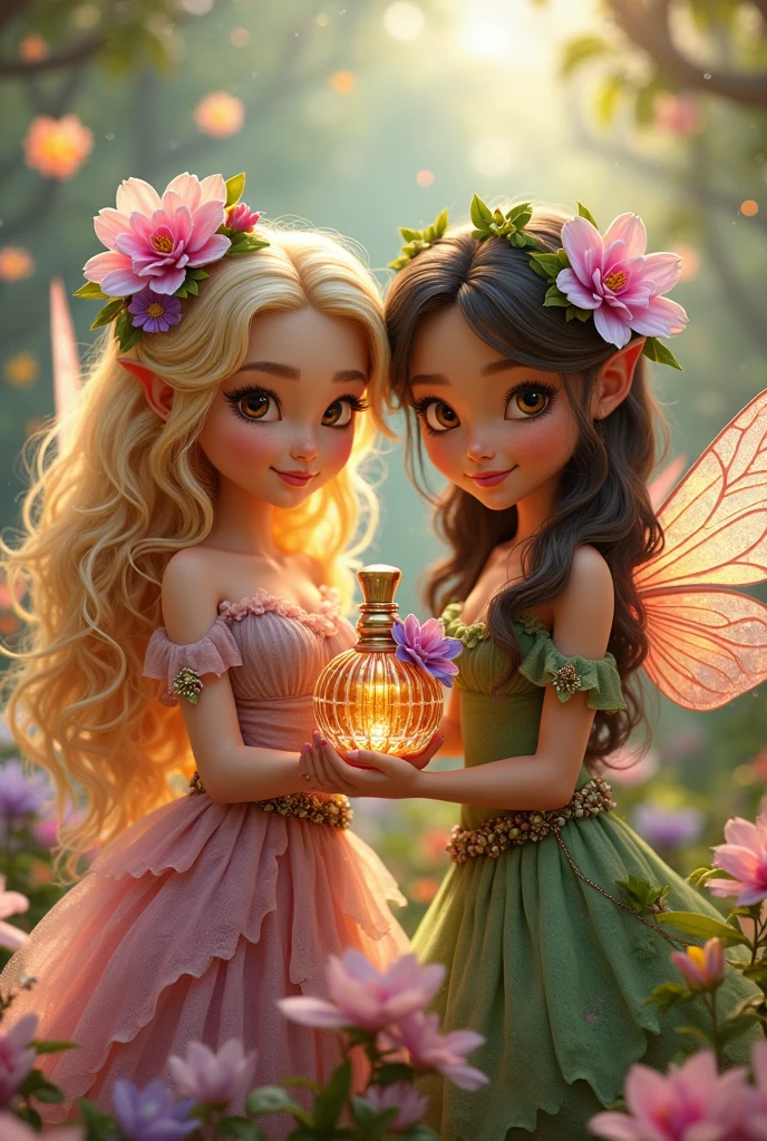 Flower fairies and flowers in floral dresses are smiling --auto --s2