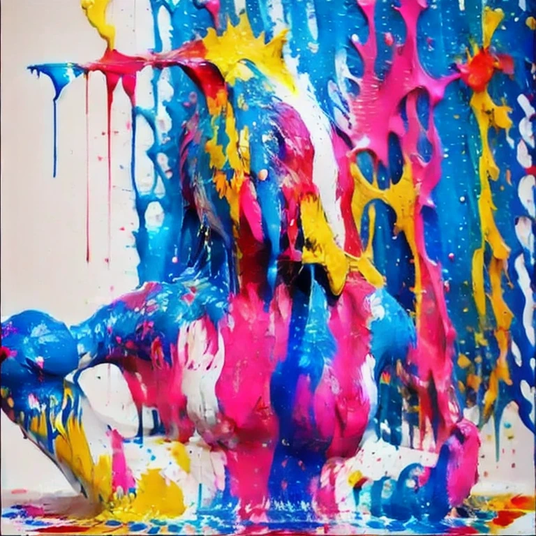 [Base:Beautiful Realistic Asians-v7] Posing covered in paint 2 L9