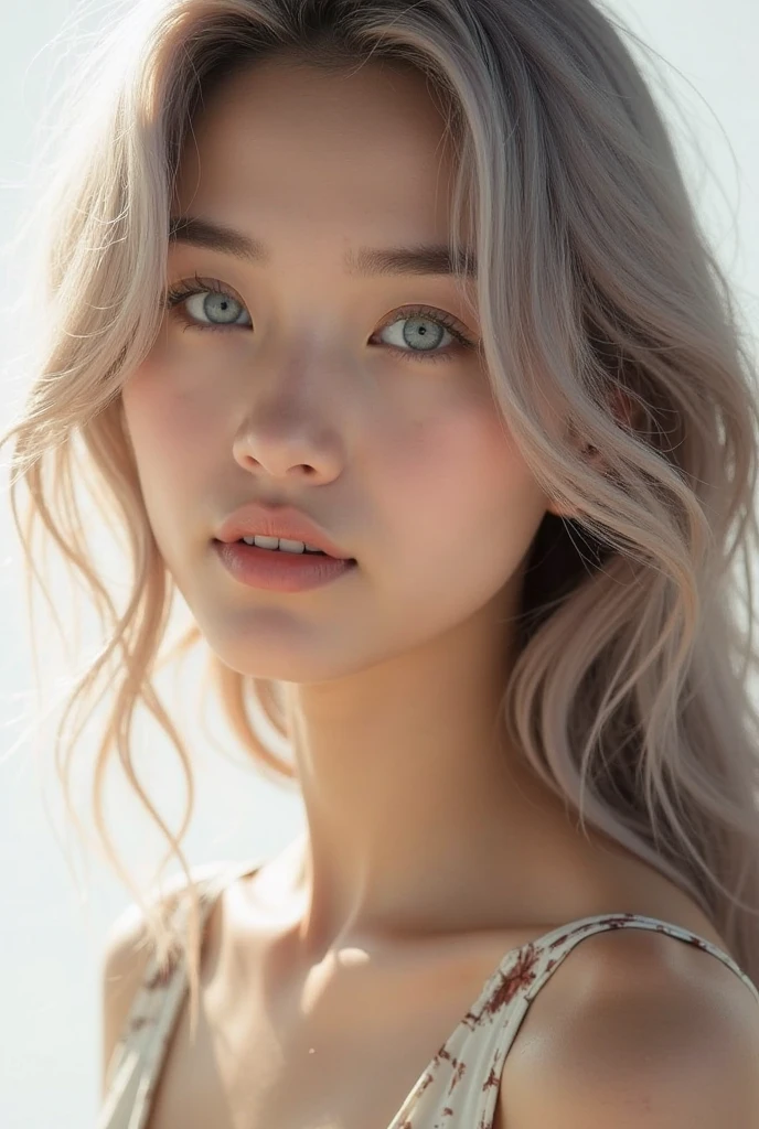 (8K,Highest quality,masterpiece,Realistic,Ultra-high resolution),One adult woman,Beautiful body,(Beautiful Face:1.2),long hair,(Straight Hair:1.4),(Blonde Hair),(Golden ratio of the face:1.3),(Deeply carved face:1.2),,nice smile,Beautiful nose,High nose,A beautiful woman,Beautiful model,Sweaty body,Real Photo,An inviting gaze,,glossy,(:1.2)On the bed,Beautiful body,Beautiful ,Sitting cross-legged