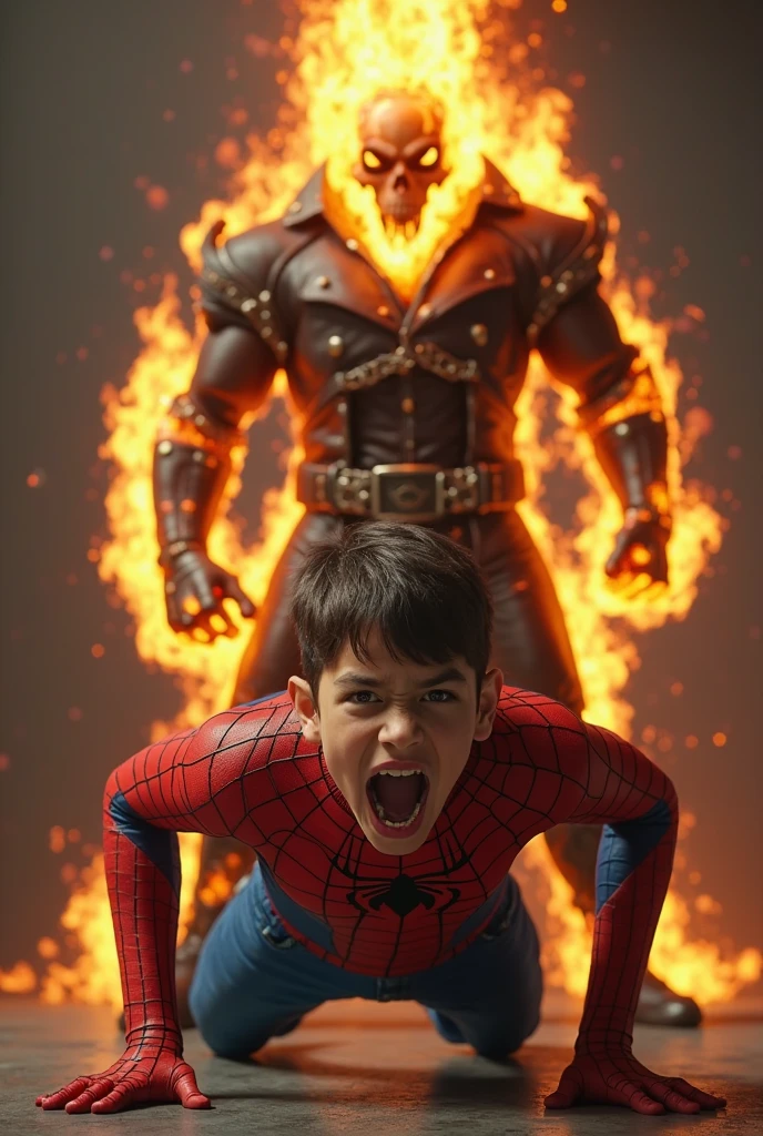 Middle-aged women　Sweaty face　Soaked Face　Painful expression　Steam coming out of the head　Humidity　Only the head is 　(( the Iron Man suit))　　Steam from the body　lifted　The lower half of the body is an Iron Man suit