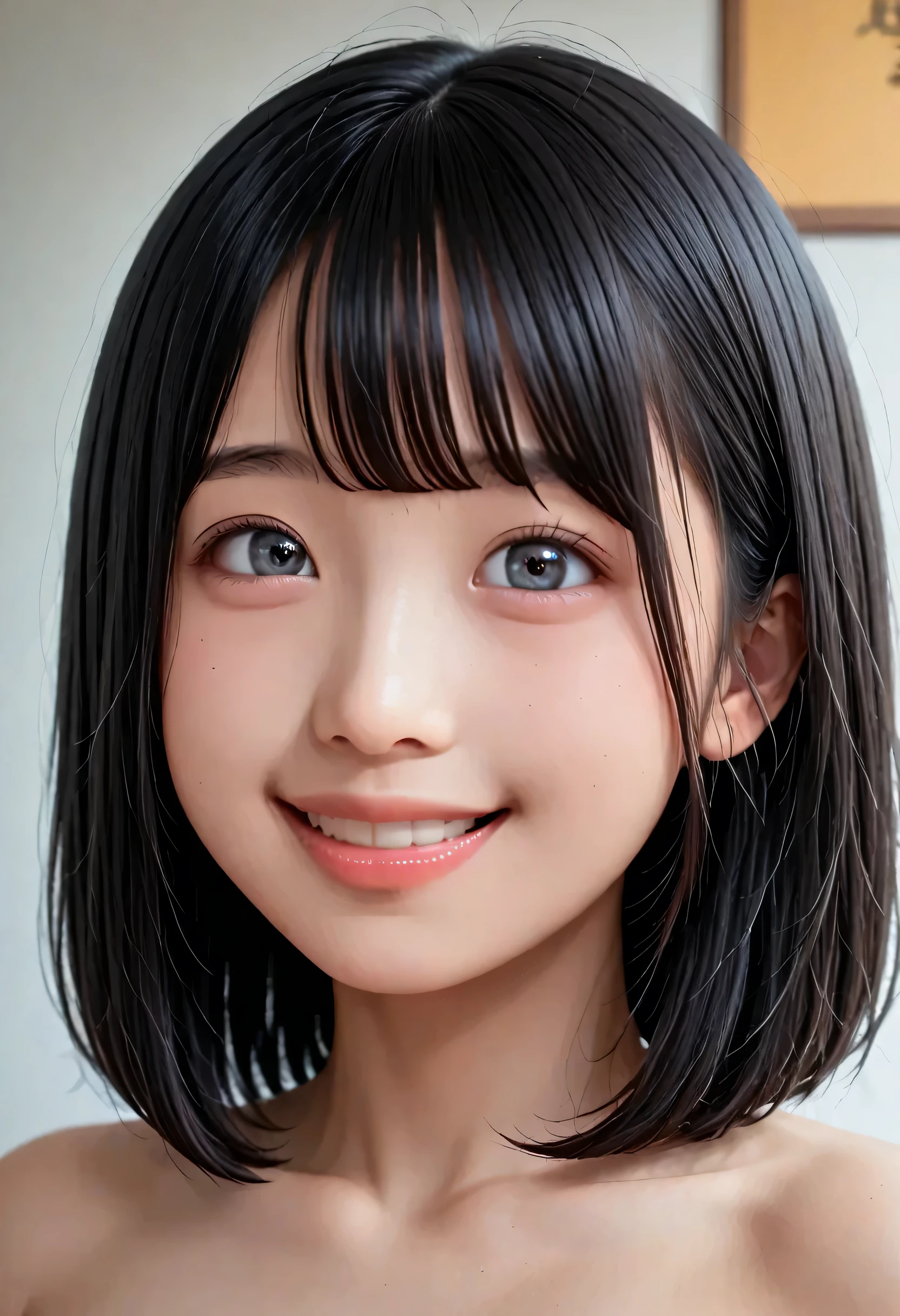 (very detailed}, , {Highest Quality}, {Ultra High Definition}, {highest resolution}, {{{sharp focus: eye}}, {{16 kg}}, {{18 years oldの日本の女子高生の肖像画: 2.0}}}, ((bust up: 2.0))), {{happy smile: 2.0}}, {Detailed facial expression}}, {{詳細なeyeの描写, 二重まぶたの大きなeye}}, {Thick Lips: Lipstick}, black hair, 黒いeye}}}, {Naked High School Girl: 18 years old: white skin: chest}}, } {Beautiful, radiant skin: My skin is white}}, {{Very nice depth of field pictures}}, {{{ボブヘアに刈り上げBang: Home Cut: Bang}}}, {{}},
