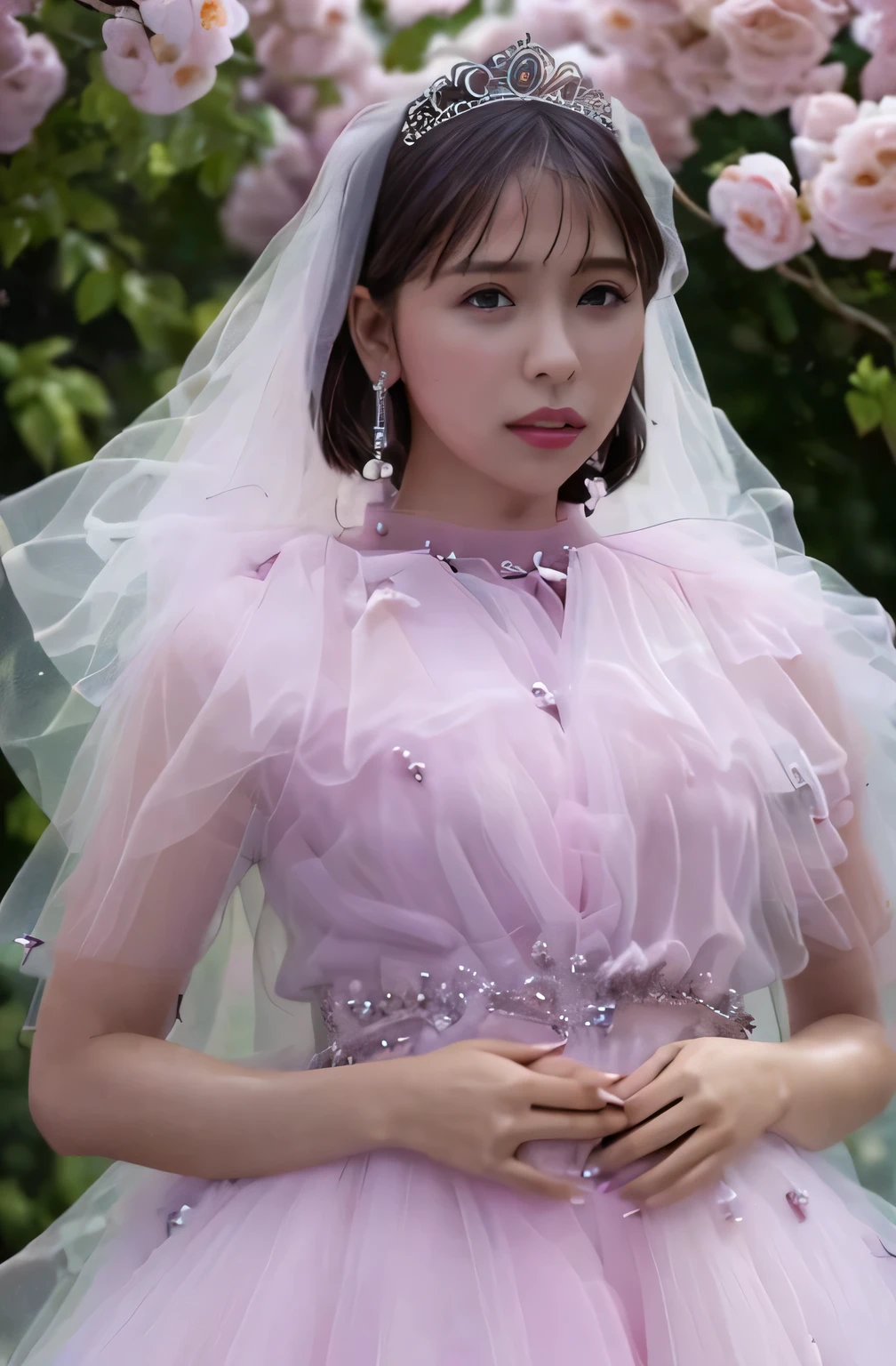 Naked,Shy from," figure, Strapless Bride Outfit,A small silver tiara,Huge Chest,Saggy saggy , emphasizes deep cleavage ,Bust fully exposed,transparent princess skirt,Church wedding,there are many participants behind you, perfect body, (Highest Quality, 4K, 8k, high resolution, Mathieu Piece:1.2), Ultra Detailed, (realistic, photorealistic, photorealistic:1.37), royal, enchanting, (brightly colored, Sharp :1.1), soft writing", (((100% See-Through Dress))). (((100% transparent panties growling))). deep cleavage. ((100%-Transparent bra)). must-have. (((thin waist))). ((staring at the camera )), ((black straight short cut hair holding a thick black cock)),((I feel an and I'm opening my mouth slightly)),((pink wedding dress))