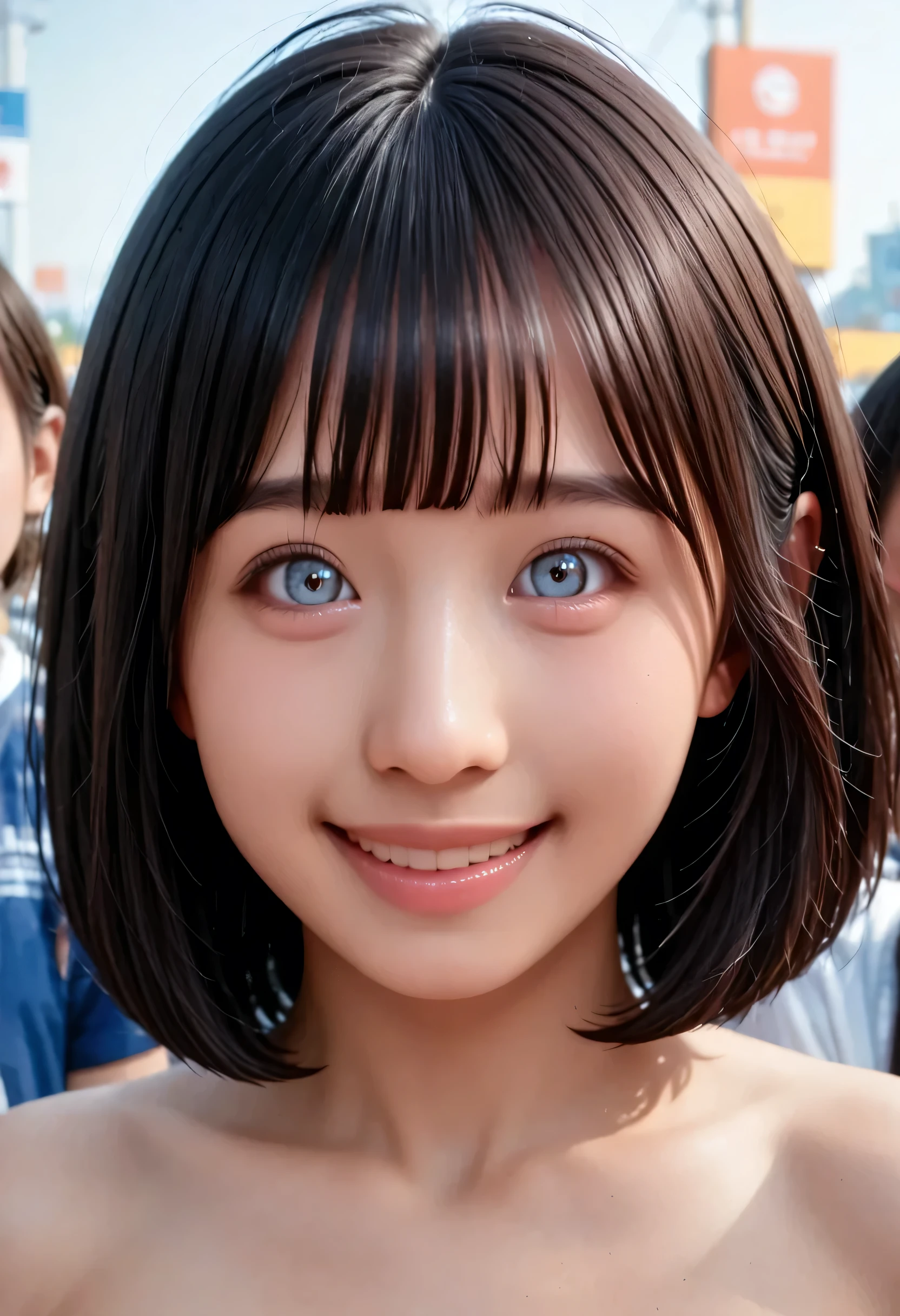 (very detailed}, , {Highest Quality}, {Super High Quality}, {highest resolution}, {{{sharp focus:pupil}}, {{16k}}, {{Realistic and Stunning Portrait of a Japanese High School Student: 2.0}}}, ((bust up:2.0))), {{Happy Smile: 2.0}}, {detailed facial depiction}}, {{detailed eye description, big eyes with double eyelids}}, {Thick Lips:Lipstick}, black hair, black pupil}}}, {Naked High School Girl , Mini Skirt Dress with Lots of Ruffles:18 years old:pale skin:boobs}}, {{ Fairy Inspired Outfit}}, {{Unrealistic fairy-tale space}}, {{))), {very fantastic, depth of field photo}}, {{{Bob hair with trimmed Bang: Home Cut: Bang}}}, {{viewers}},