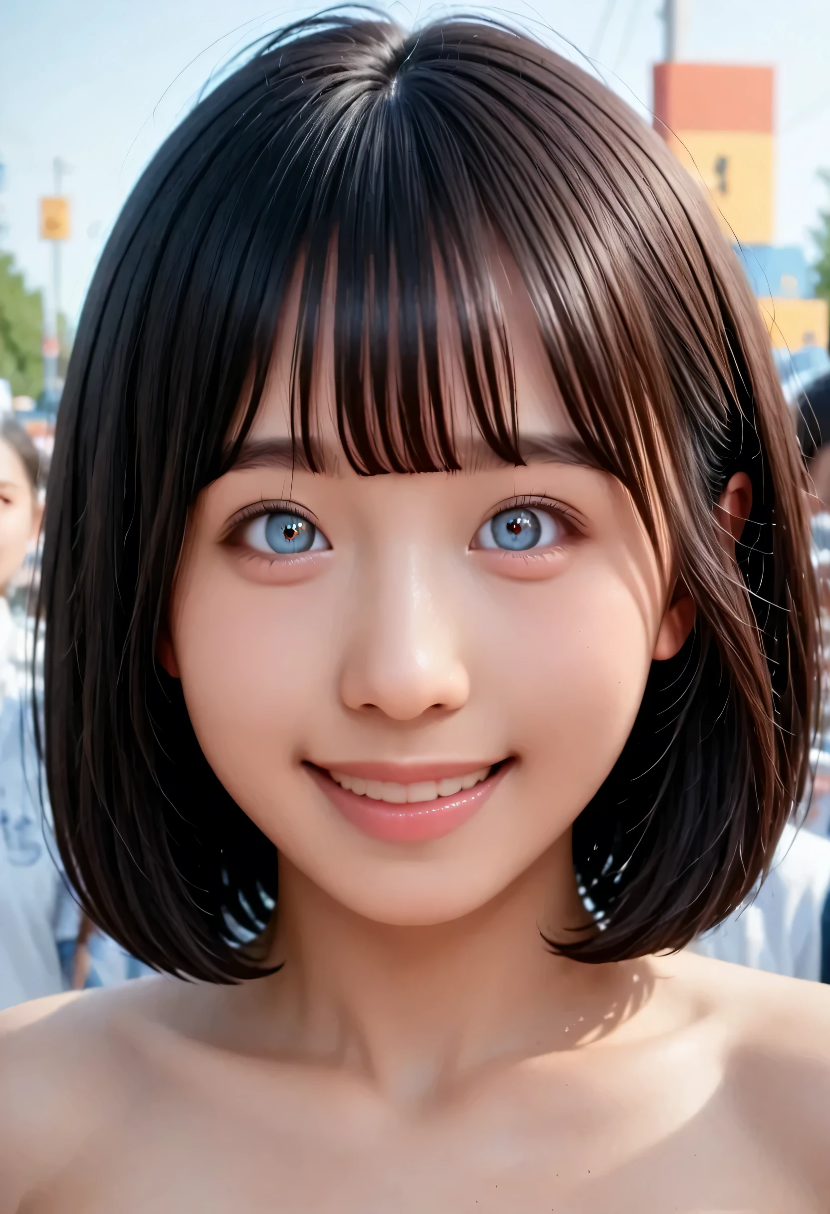 (very detailed}, , {Highest Quality}, {Super High Quality}, {highest resolution}, {{{sharp focus:pupil}}, {{16k}}, {{Realistic and Stunning Portrait of a Japanese High School Student: 2.0}}}, ((bust up:2.0))), {{Happy Smile: 2.0}}, {detailed facial depiction}}, {{detailed eye description, big eyes with double eyelids}}, {Thick Lips:Lipstick}, black hair, black pupil}}}, {Naked High School Girl , Mini Skirt Dress with Lots of Ruffles:18 years old:pale skin:boobs}}, {{ Fairy Inspired Outfit}}, {{Unrealistic fairy-tale space}}, {{))), {very fantastic, depth of field photo}}, {{{Bob hair with trimmed Bang: Home Cut: Bang}}}, {{viewers}},