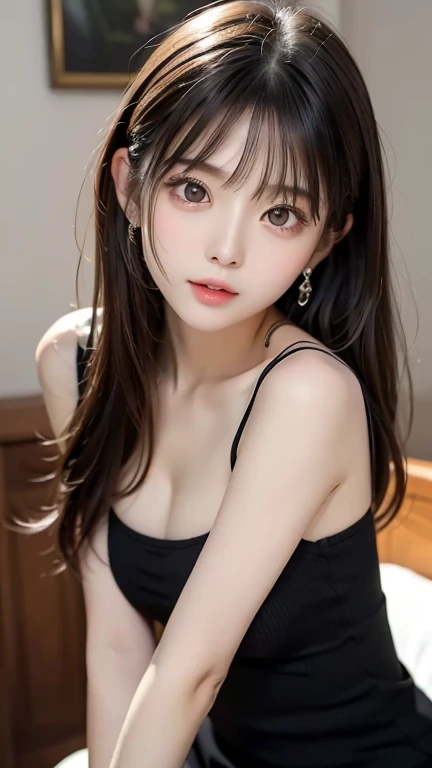 Beautiful woman with perfect body:1.4,layered hairstyle,prominent cleavage,whole body,Highly detailed facial and skin textures,double eyelids,whiten skin,long hair