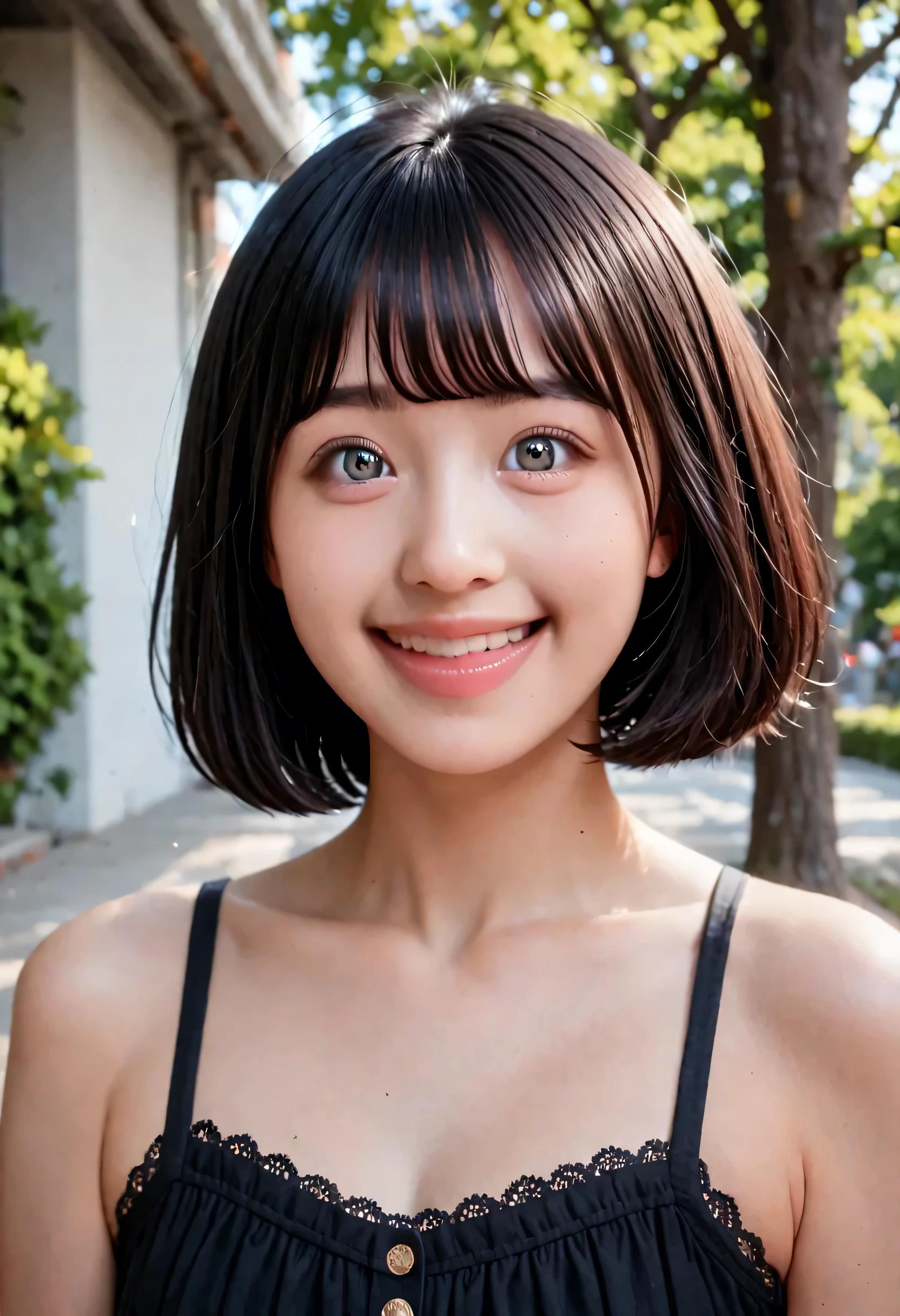 (very detailed}, , {Highest Quality}, {Super High Quality}, {highest resolution}, {{{sharp focus:pupil}}, {{16k}}, {{Realistic and Stunning Portrait of a Japanese High School Student: 2.0}}}, ((bust up:2.0))), {{Happy Smile: 2.0}}, {detailed facial depiction}}, {{detailed eye description, big eyes with double eyelids}}, {Thick Lips:Lipstick}, black hair}}, {{black pupil:0.8}}}, {Naked High School Girl , Mini Skirt Dress with Lots of Ruffles:18 years old:pale skin:boobs}}, {{ Fairy Inspired Outfit}}, {{Unrealistic fairy-tale space}}, {{))), {very fantastic, depth of field photo}}, {{{Bob hair with trimmed Bang: Home Cut: Bang}}}, {{viewers}},