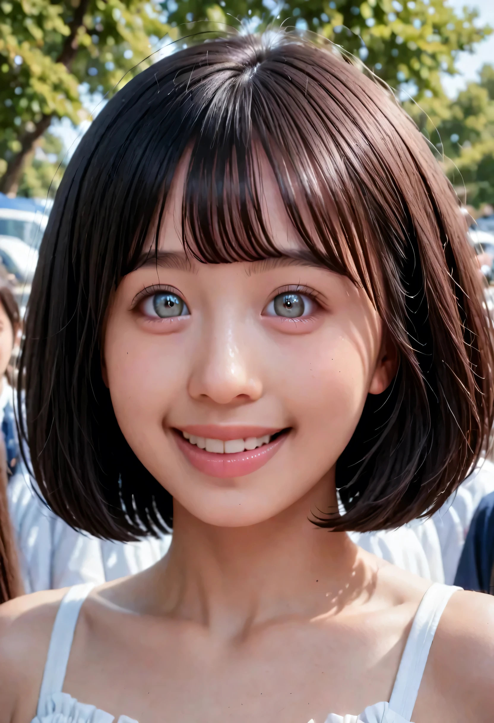 (very detailed}, , {Highest Quality}, {Super High Quality}, {highest resolution}, {{{sharp focus:pupil}}, {{16k}}, {{Realistic and Stunning Portrait of a Japanese High School Student: 2.0}}}, ((bust up:2.0))), {{Happy Smile: 2.0}}, {detailed facial depiction}}, {{detailed eye description, big eyes with double eyelids}}, {Thick Lips:Lipstick}, black hair}}, {{black pupil:0.8}}}, {Naked High School Girl , Mini Skirt Dress with Lots of Ruffles:18 years old:pale skin:boobs}}, {{ Fairy Inspired Outfit}}, {{Unrealistic fairy-tale space}}, {{))), {very fantastic, depth of field photo}}, {{{Bob hair with trimmed Bang: Home Cut: Bang}}}, {{viewers}},