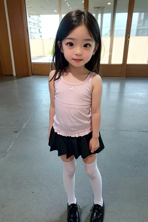 (((Japanese))) ((((One 9-year-old girl、solo)))) whole body写真 Full Shot Short Hair whole body Thighs Casual wear 濡れてSee-throughる服 Tank top ((濡れてSee-throughる))See-through short skirt cute (Serious expression) Sandy Beach ((See-through)) Sitting cross-legged Shot from between the legs