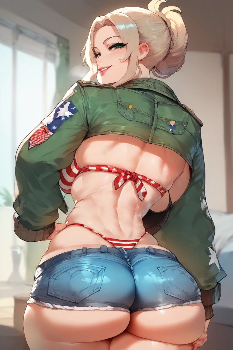 flag, ass, circle, flowers, ribbon
