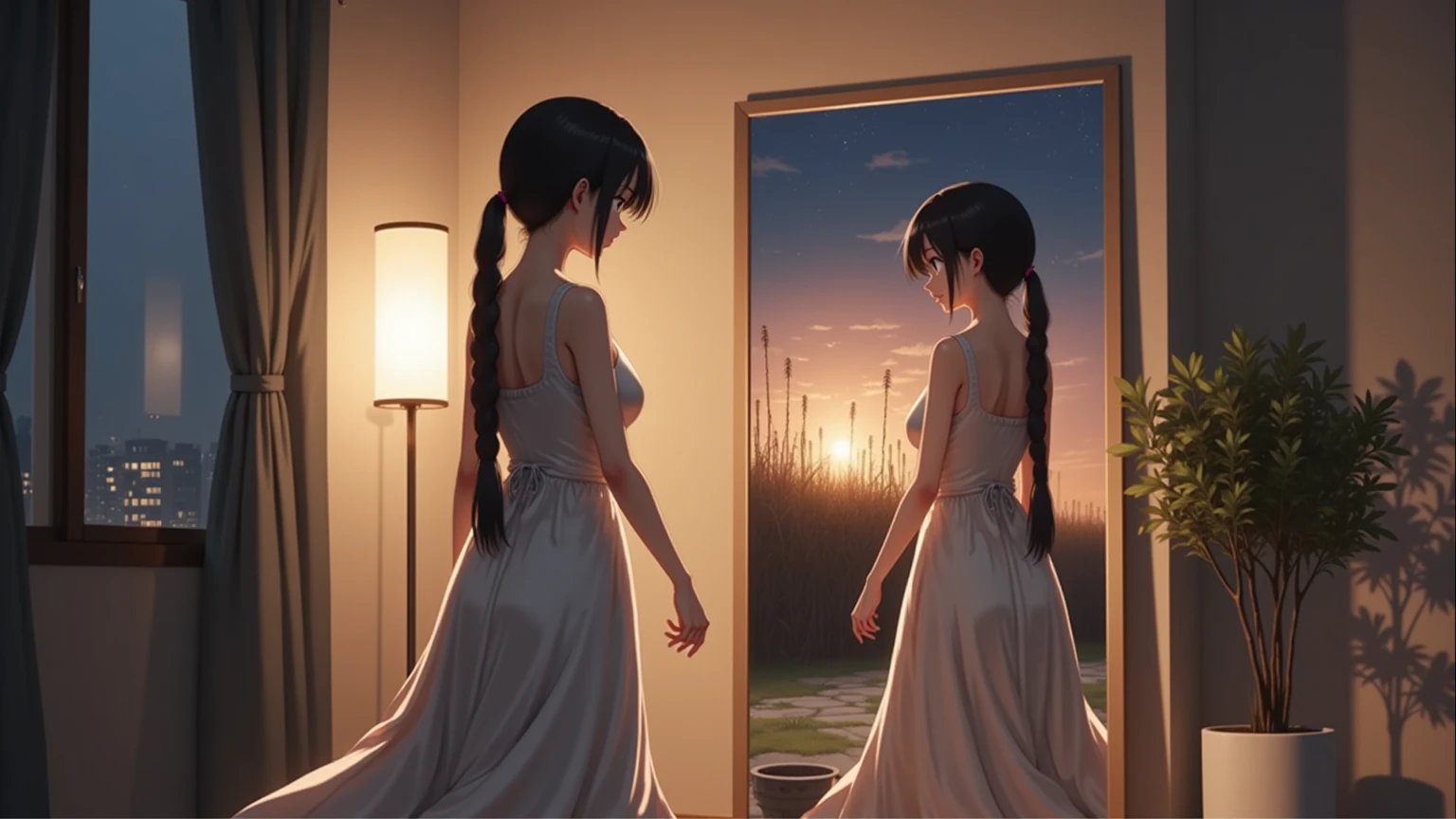 (((masterpiece, best quality, 16k)))Design a layout showcase Gaming character, ((multiple views)), front view, side view, back view, same character (1girl). (((nude))) (t-pose) (luminous lighting, atmospheric lighting), (((full_body_shot:1.4)))