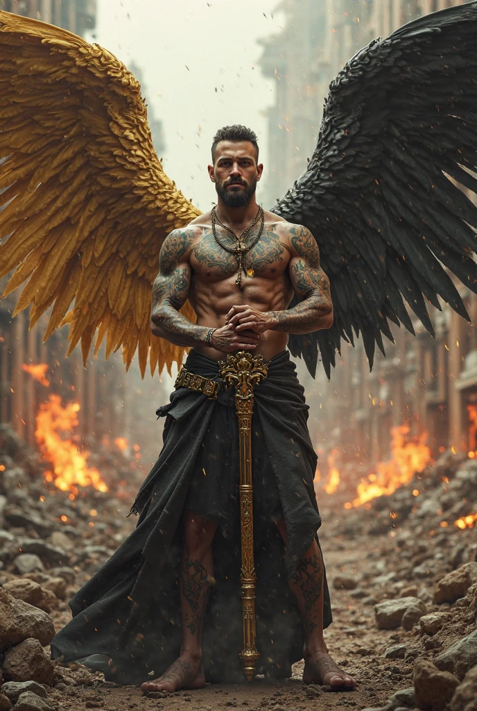 Half body portrait of a pakistani man dressed as an lucifer 
angel., Beautiful beyond description, Beautiful and spellbinding for every eye, have wings