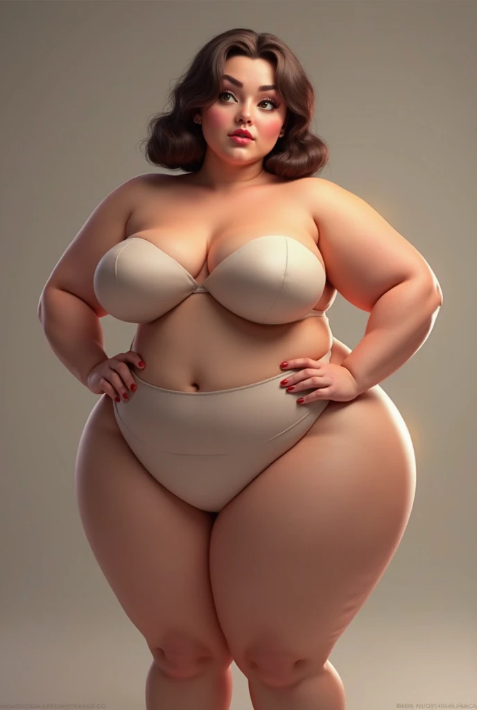 (nsfw),(8k, ultra-high resolution, highest quality, masterpiece:1.2), ultra-realistic, (realistic, photorealistic:1.37), (realistic skin:1.2), ultra-detailed, Canon EOS RP, 8k, Korean mature woman, sparkling smile, detailed face, (((super obese)))、 (((super curvy,))) ((super voluptuous,)) adult model, standing still, ((full body shot)), thick ankles, (short hair), (empty space), (pale white background only),（bare feet）