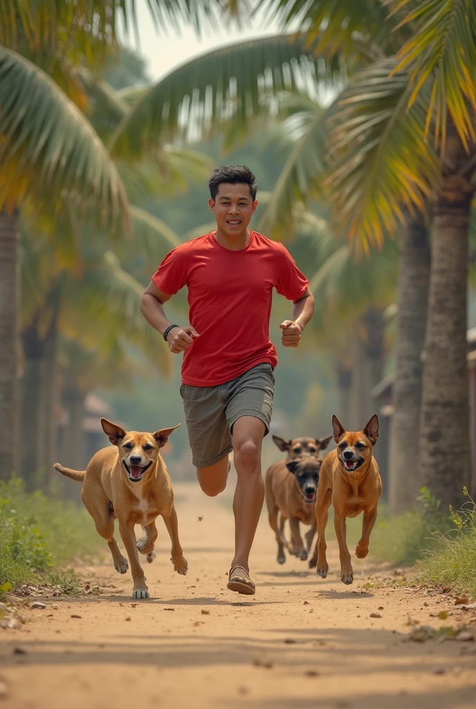 When a boy buys fish from the market, a dog runs after him