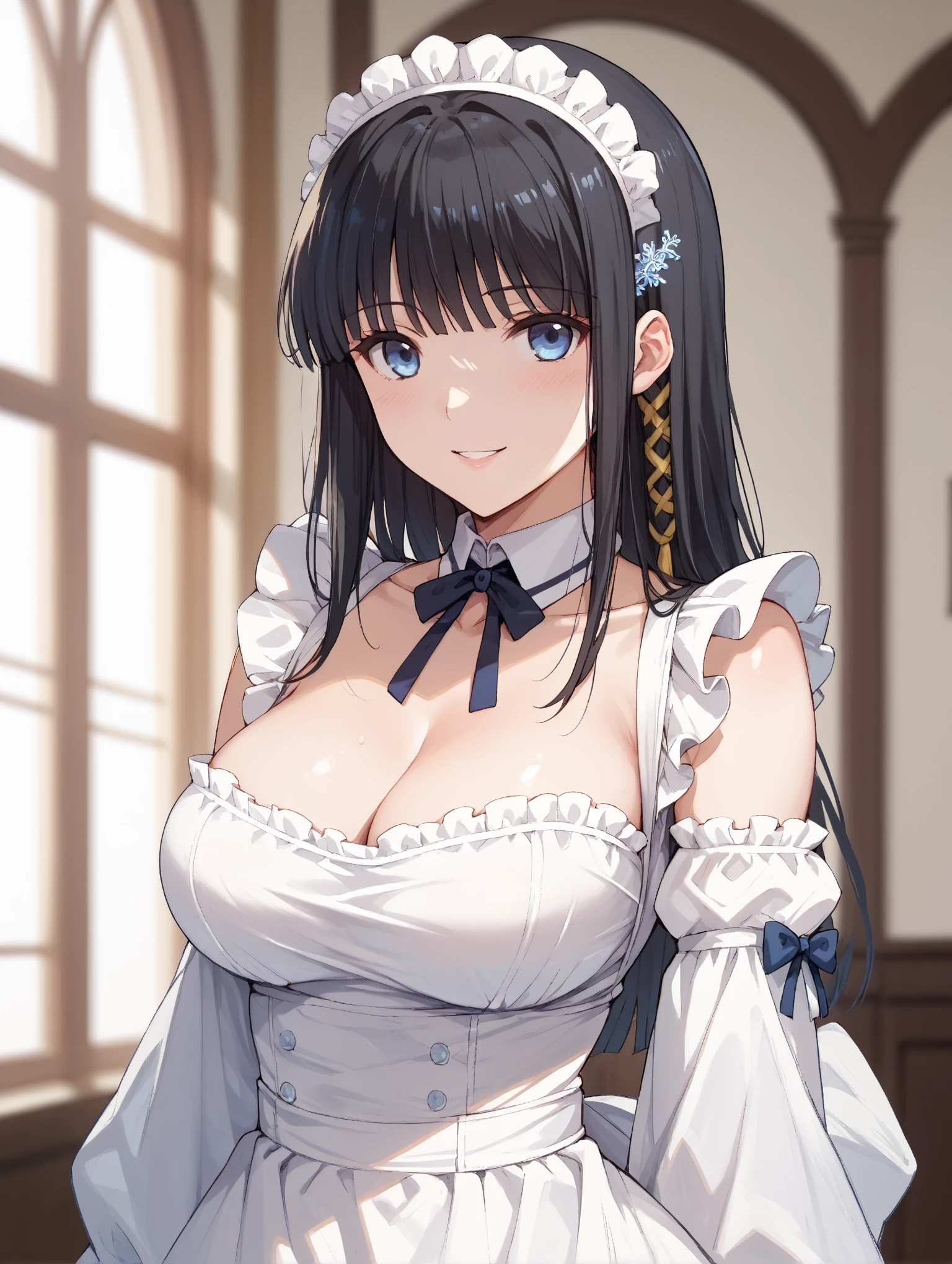 A woman with big ，Young princess，victorian style，clavicle，exposed lower chest，no_panties， Confused，at the banquet，
