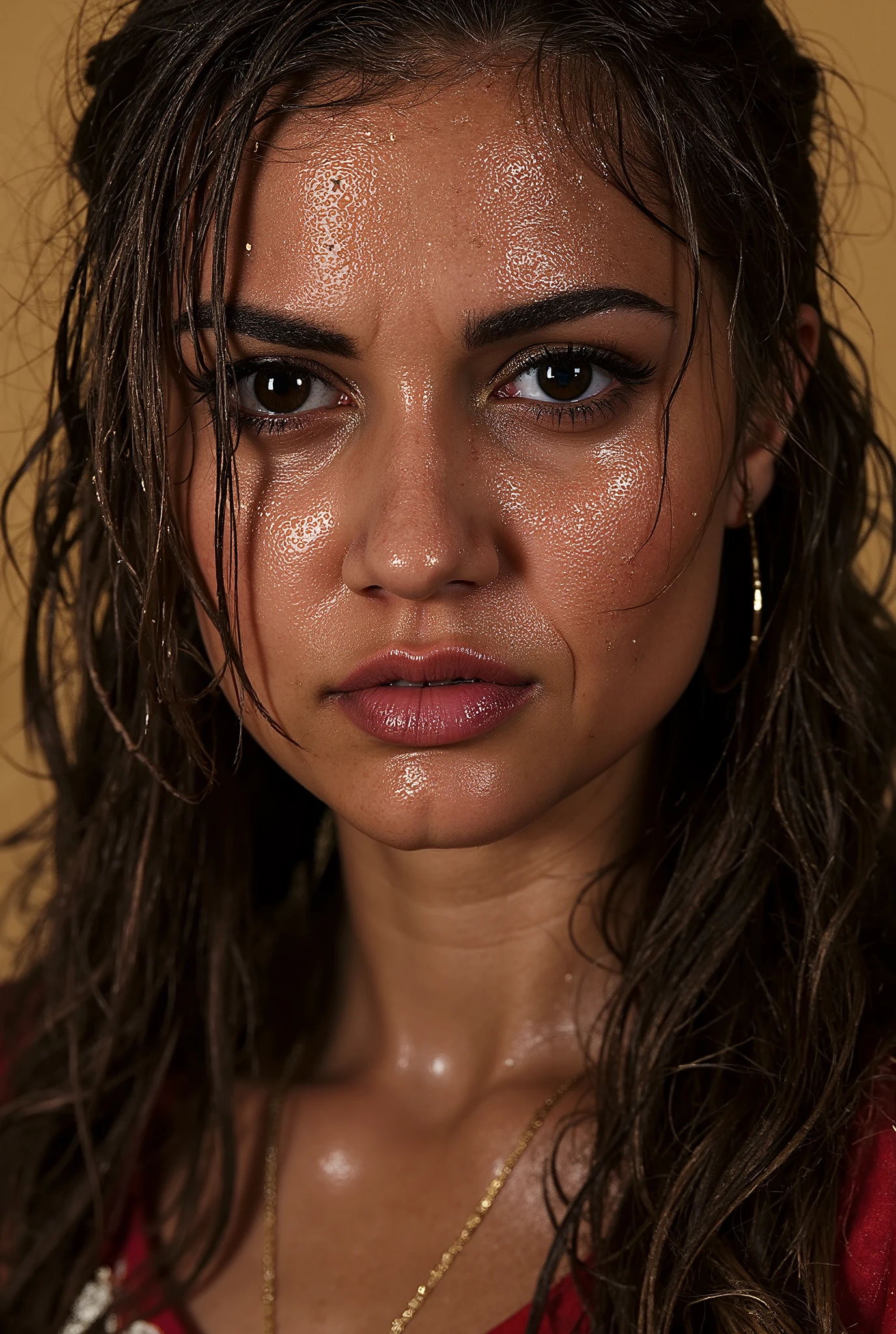 face close up of matured tough woman wearing kingdom dress in her palace with wavy hair with visible face skin pore glowing face skin, real model, real people, real scene, real skin texture, Hyperrealistic,Photorealistic image, dynamic lighting, volumetric illumination, 4 K, awarded, real scene, , ((Beautiful actress cold face )) , sharp focus , ( 8K ultra HD :0.8), more details, , sex,seat,(( ,, shiny skin)),
