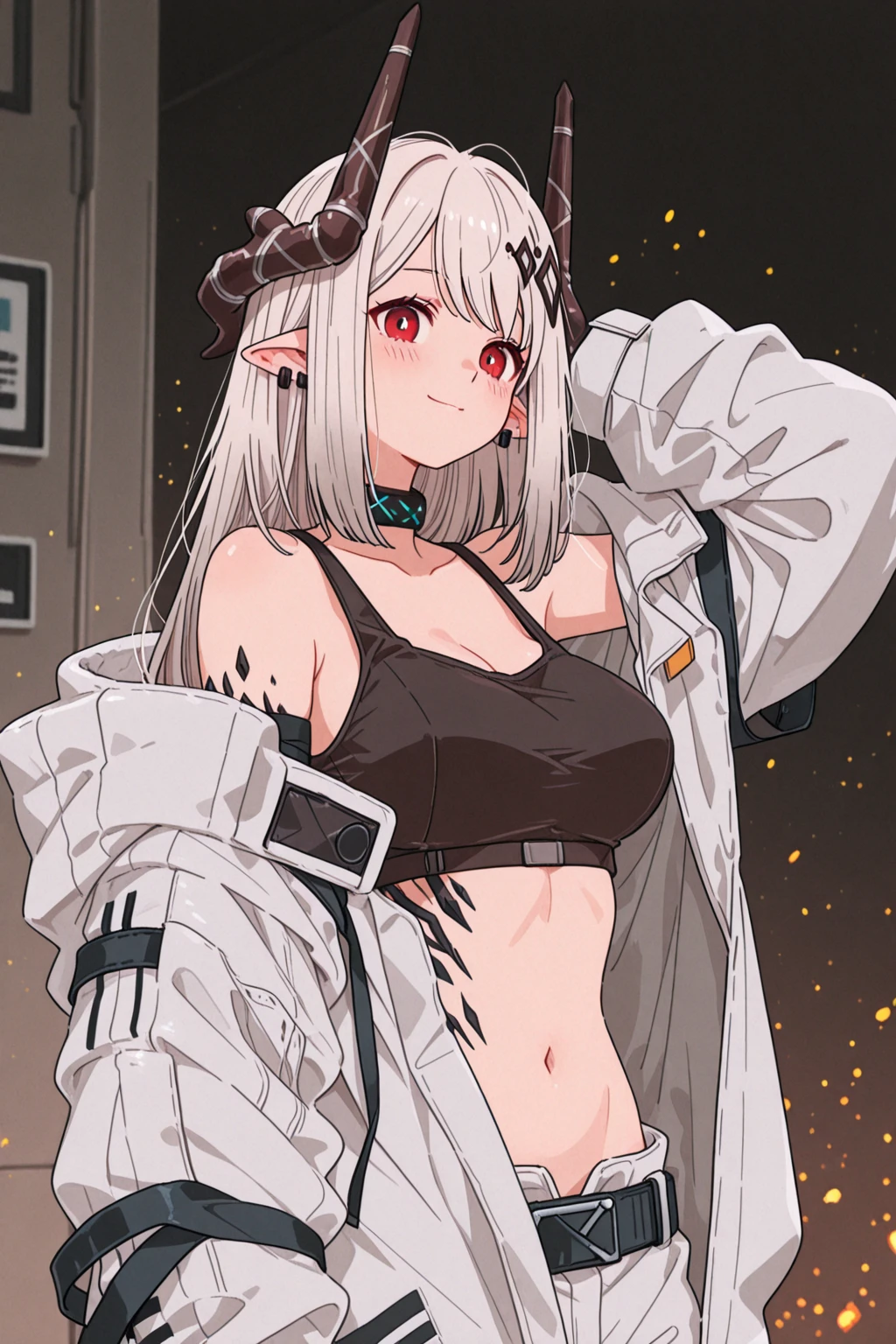 masterpiece, best quality, highres, 1girl, arknights nian, shy, blush, arm behind back, kabedon, pov <lora:kabedon_pov:1.3> <lora:ArknightsNian_10:0.9>